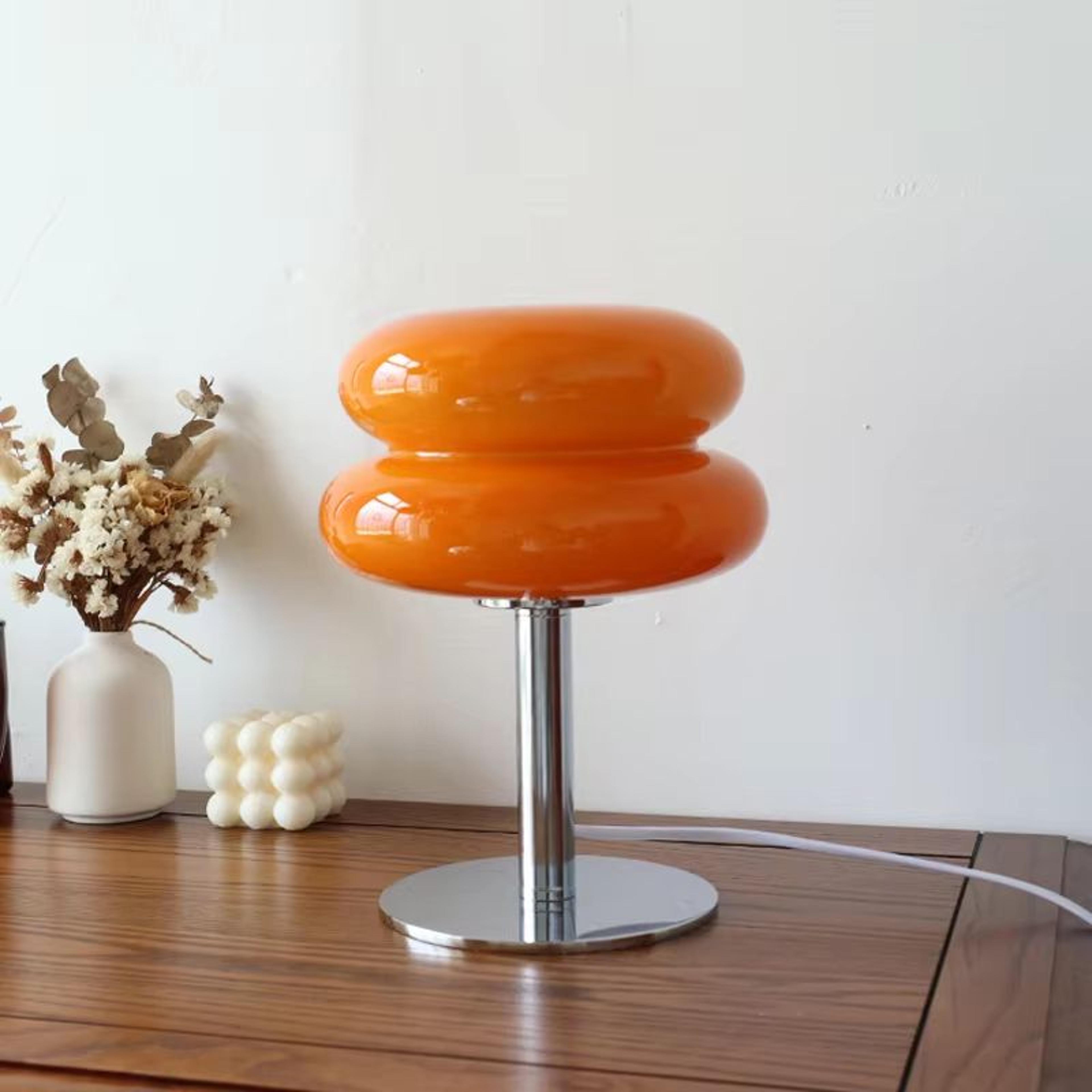 macaron glass trichromatic table lamp soft night light for bedroom