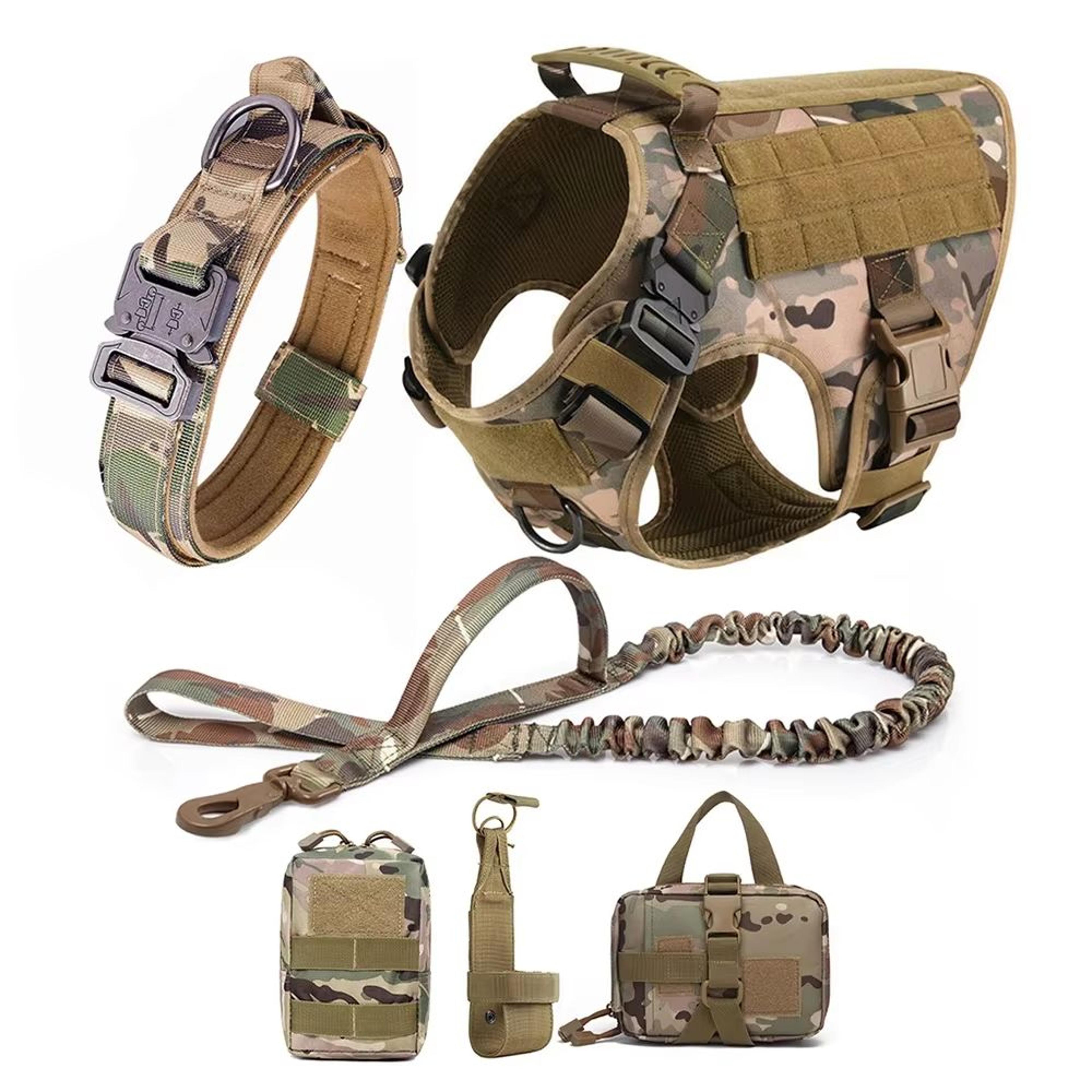 tactical dog harness with molle pouch and leash for large dogs