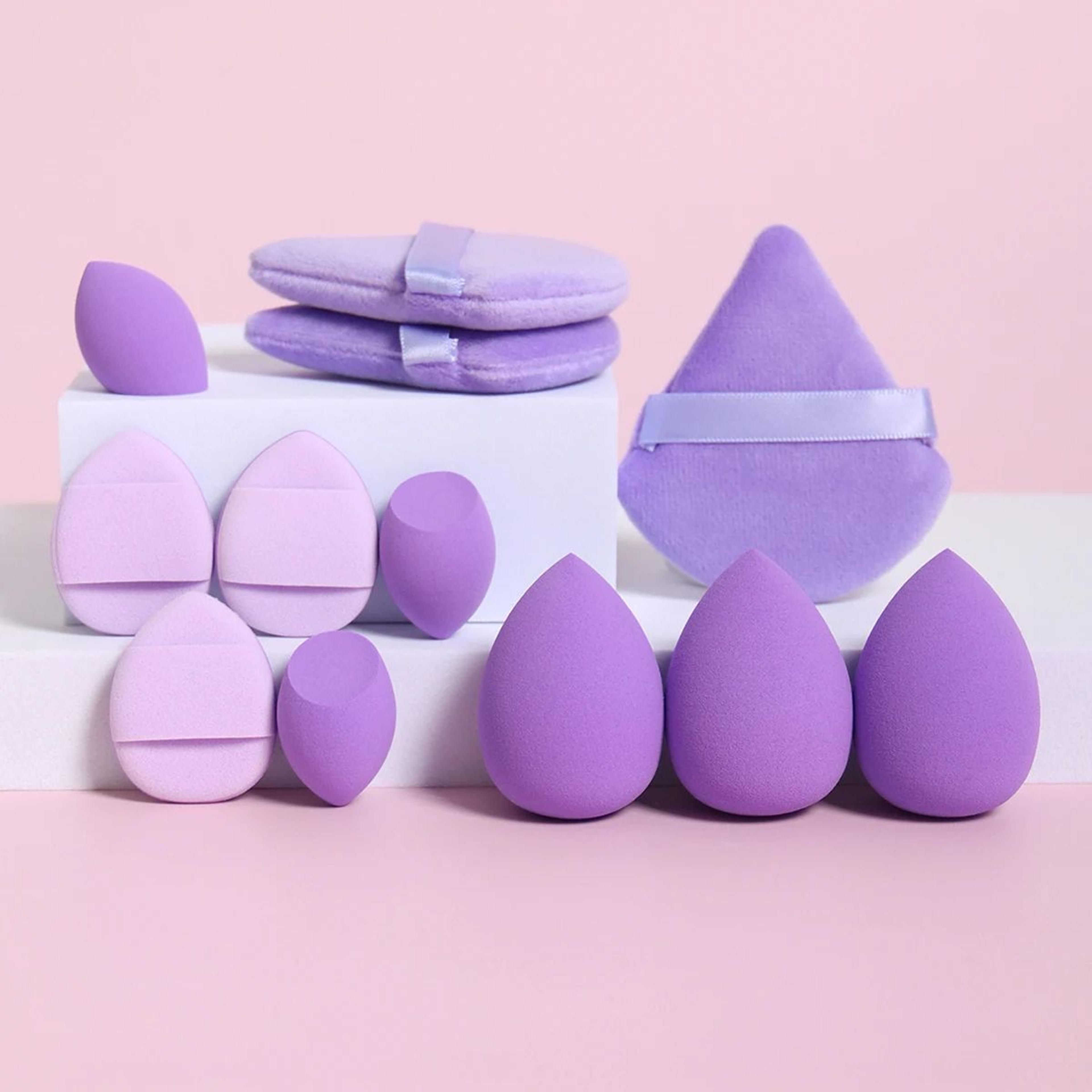 all-purpose 12-piece makeup sponge set with puffs and beauty eggs