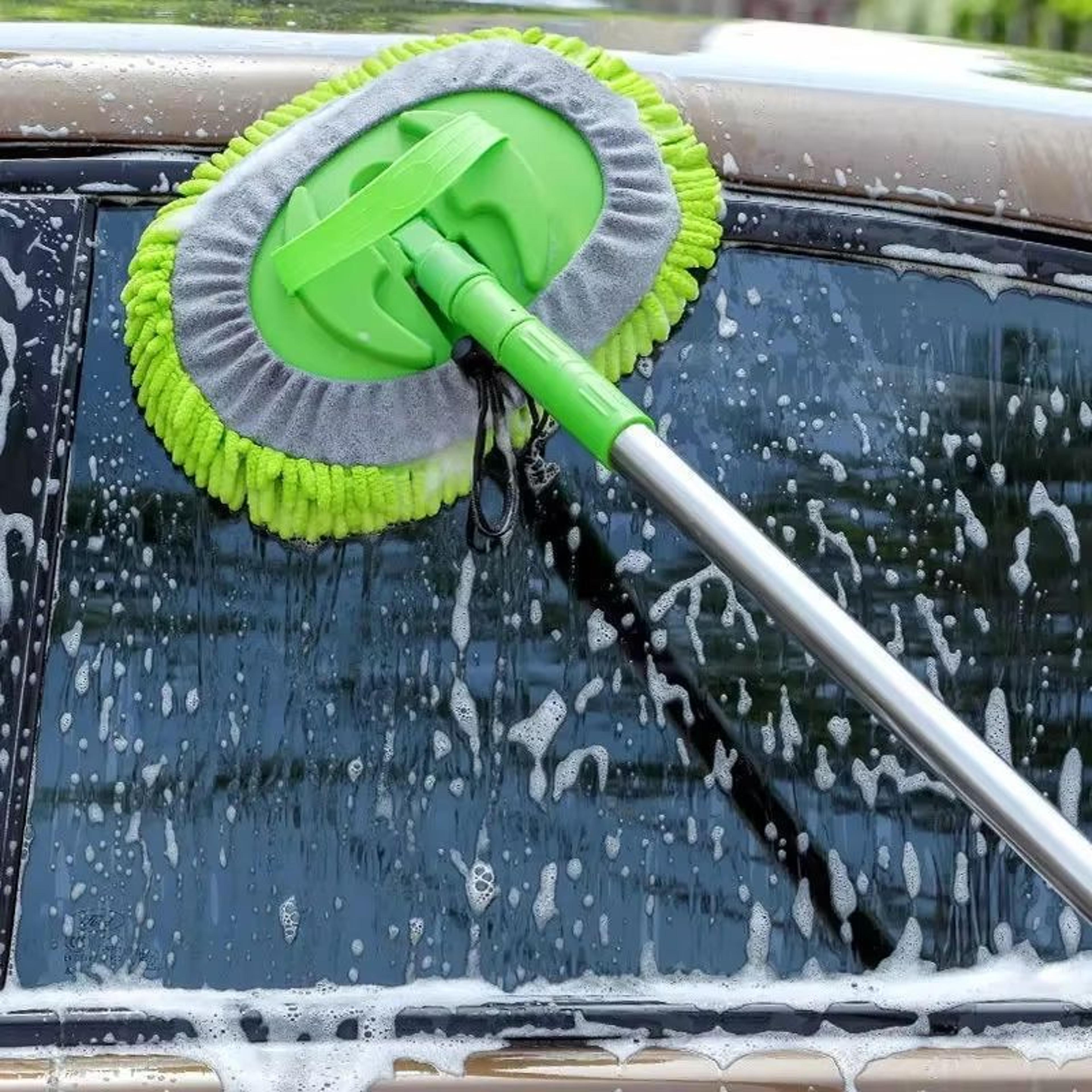 rotating telescopic car wash mop brush head for roof and window cleaning