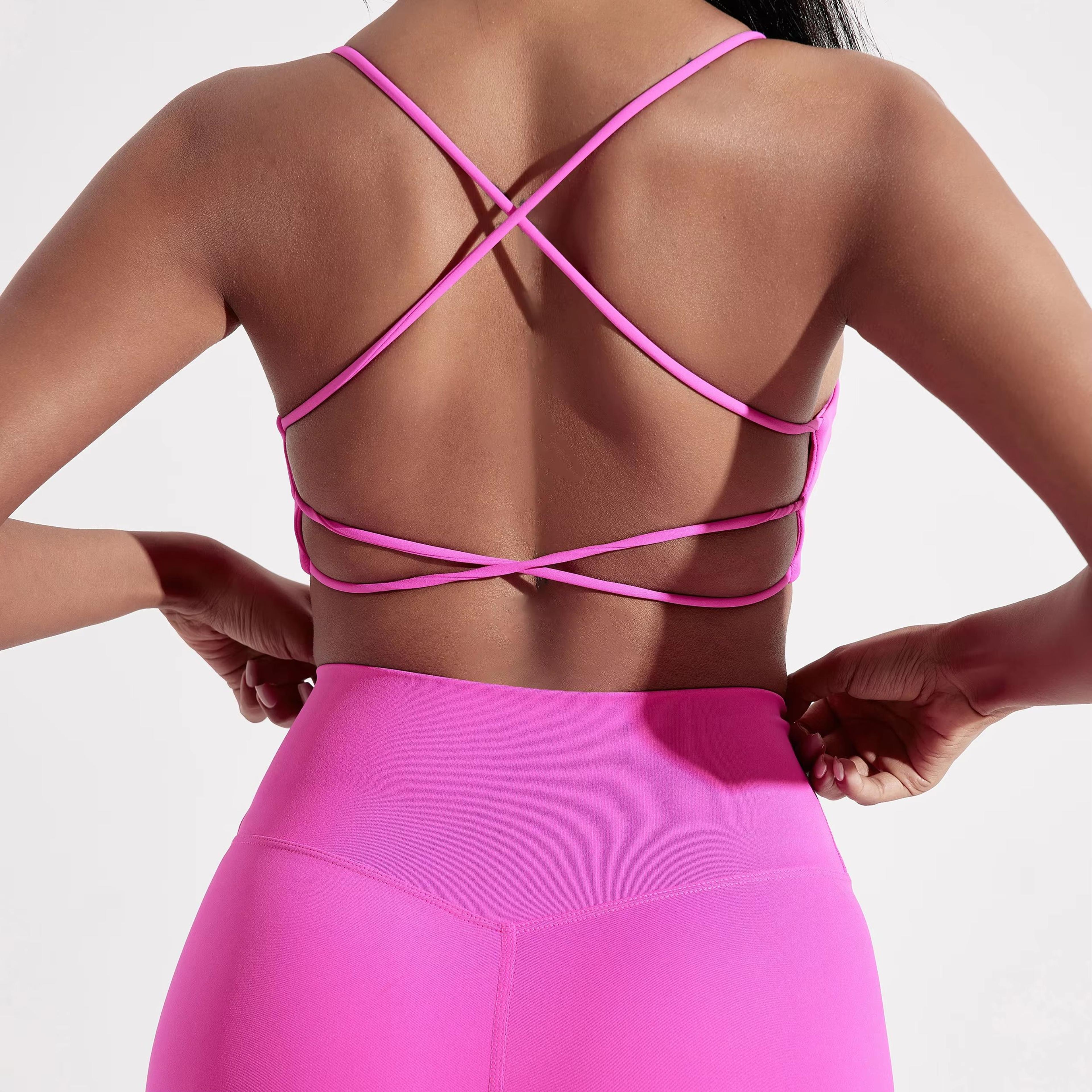 premium women's crossback sports bra with built-in chest pads for gym yoga & fitness
