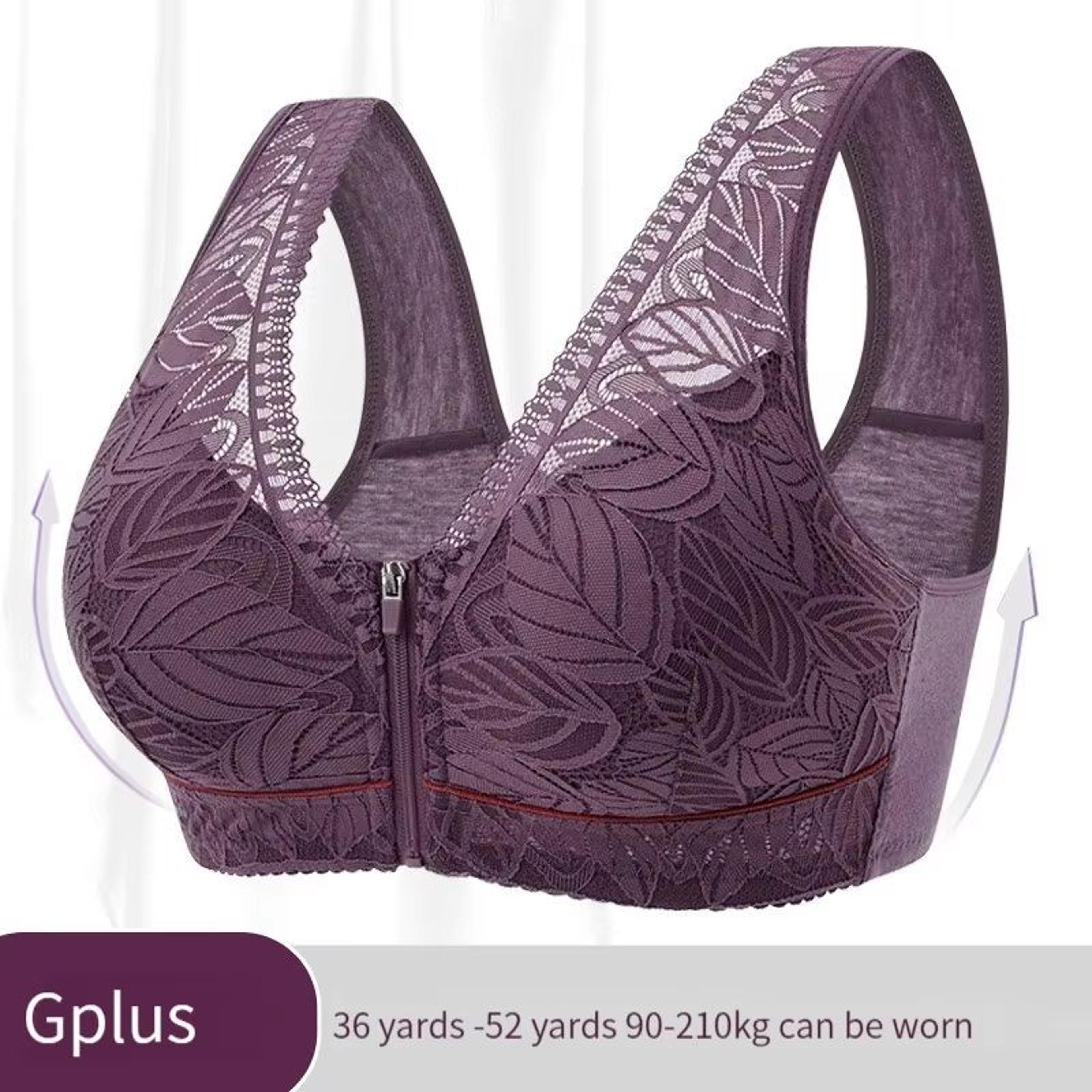 ultra-comfort front-zip cotton cup sports bra for women with breathable lace and no steel ring