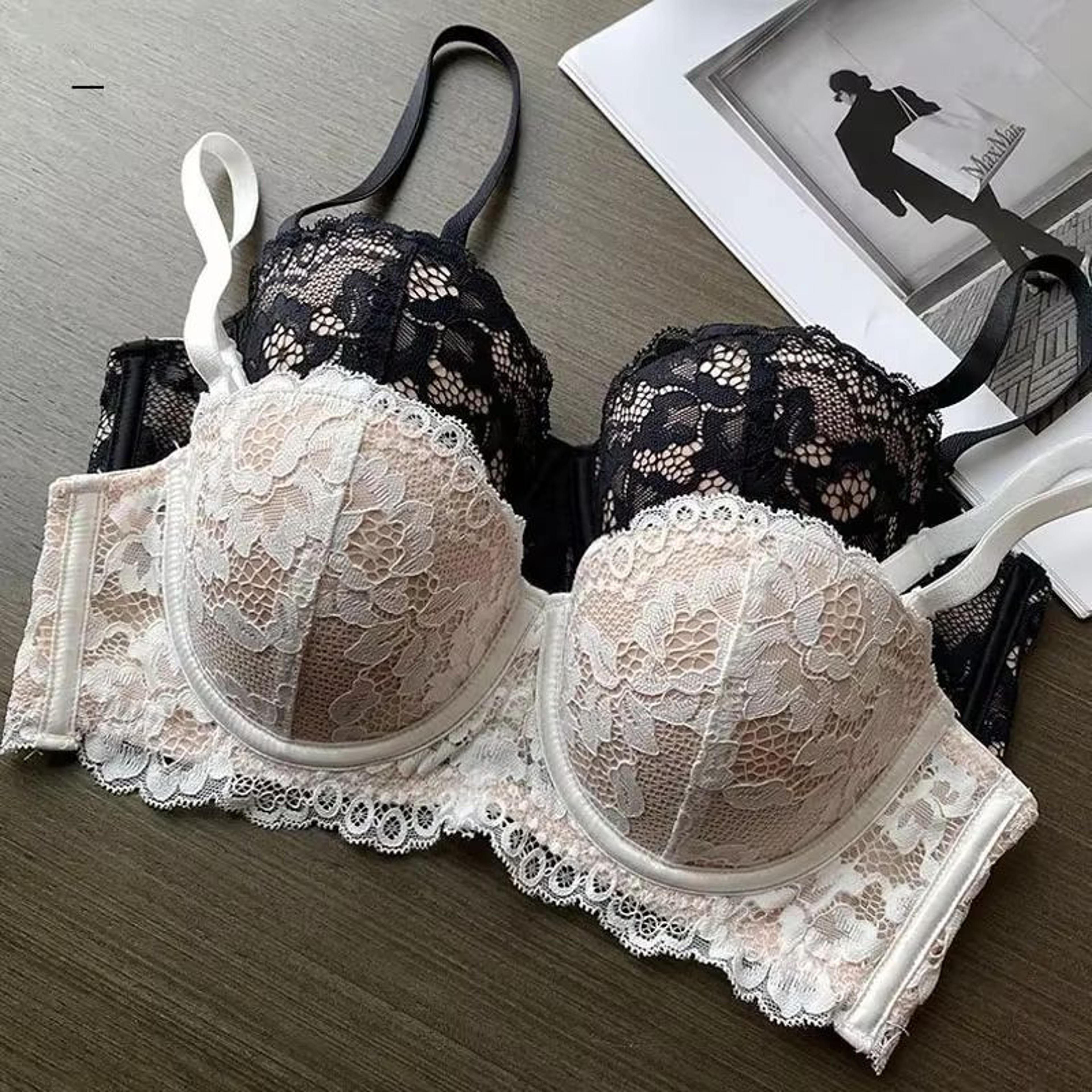 sexy floral lace half-cup push-up bra for women - underwire comfort lingerie