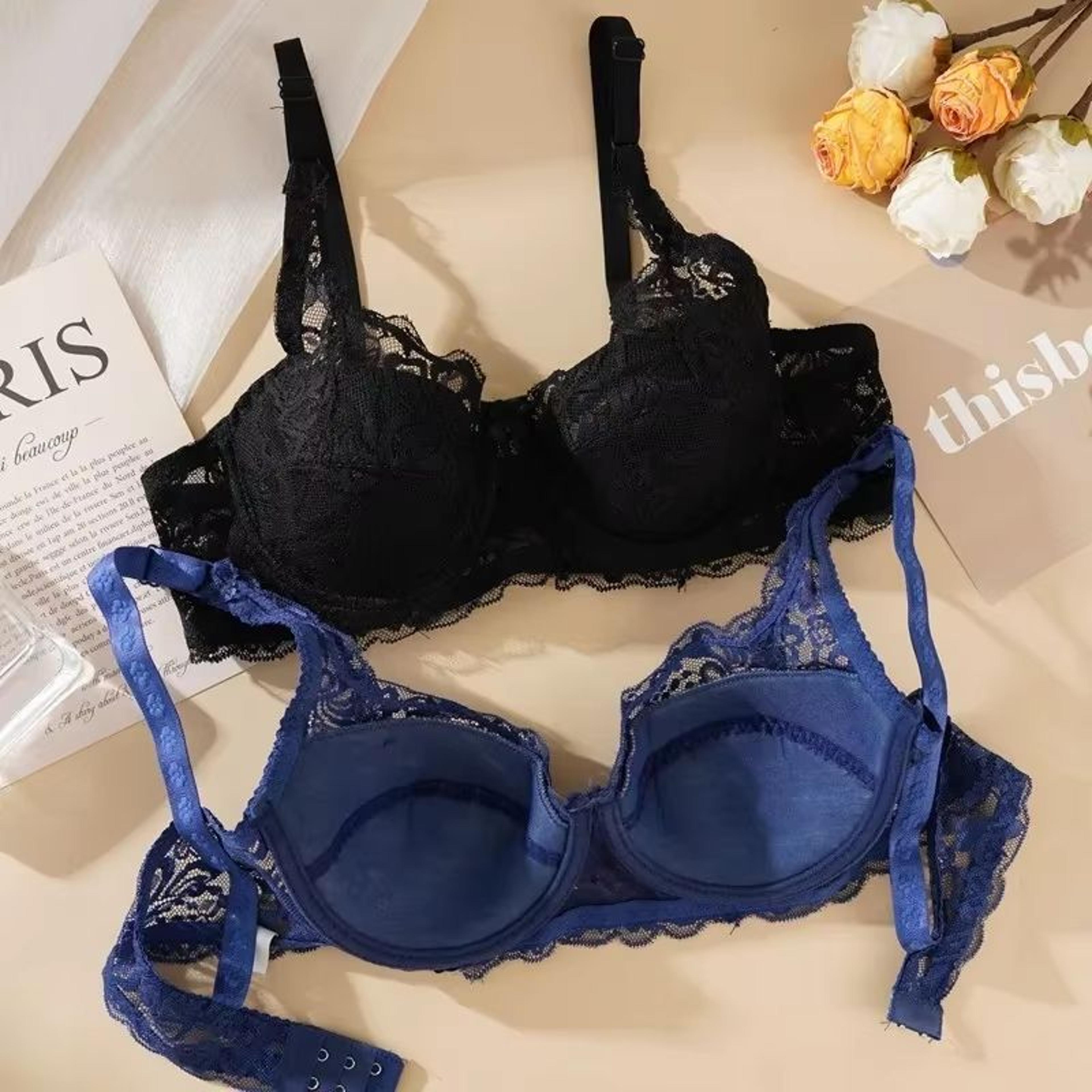 women's sexy lace push-up bra with embroidered detail, padded support, and underwire