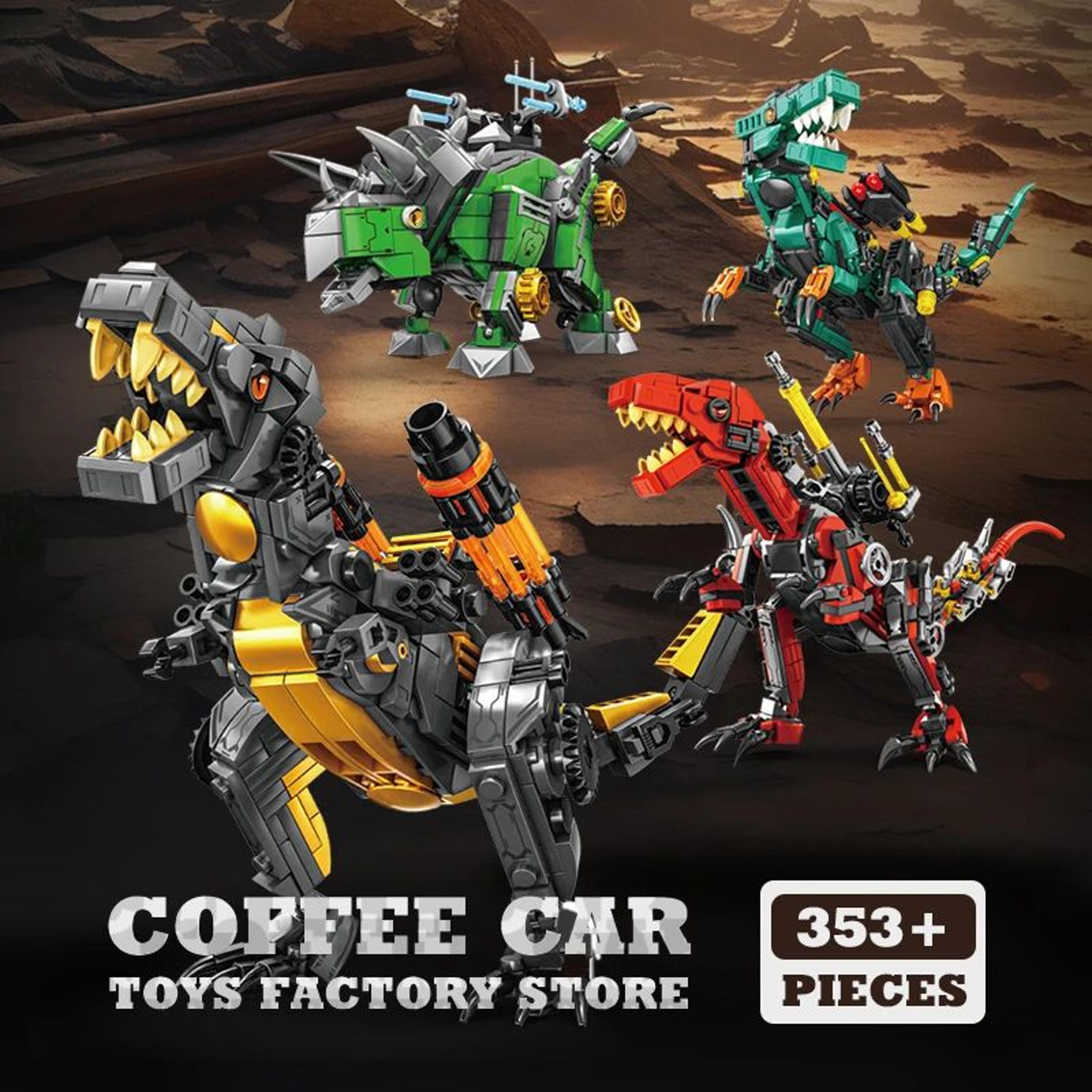 creative t-rex and mech dinosaur moc bricks building kit – 3d dinosaur robot block model for kids and adults