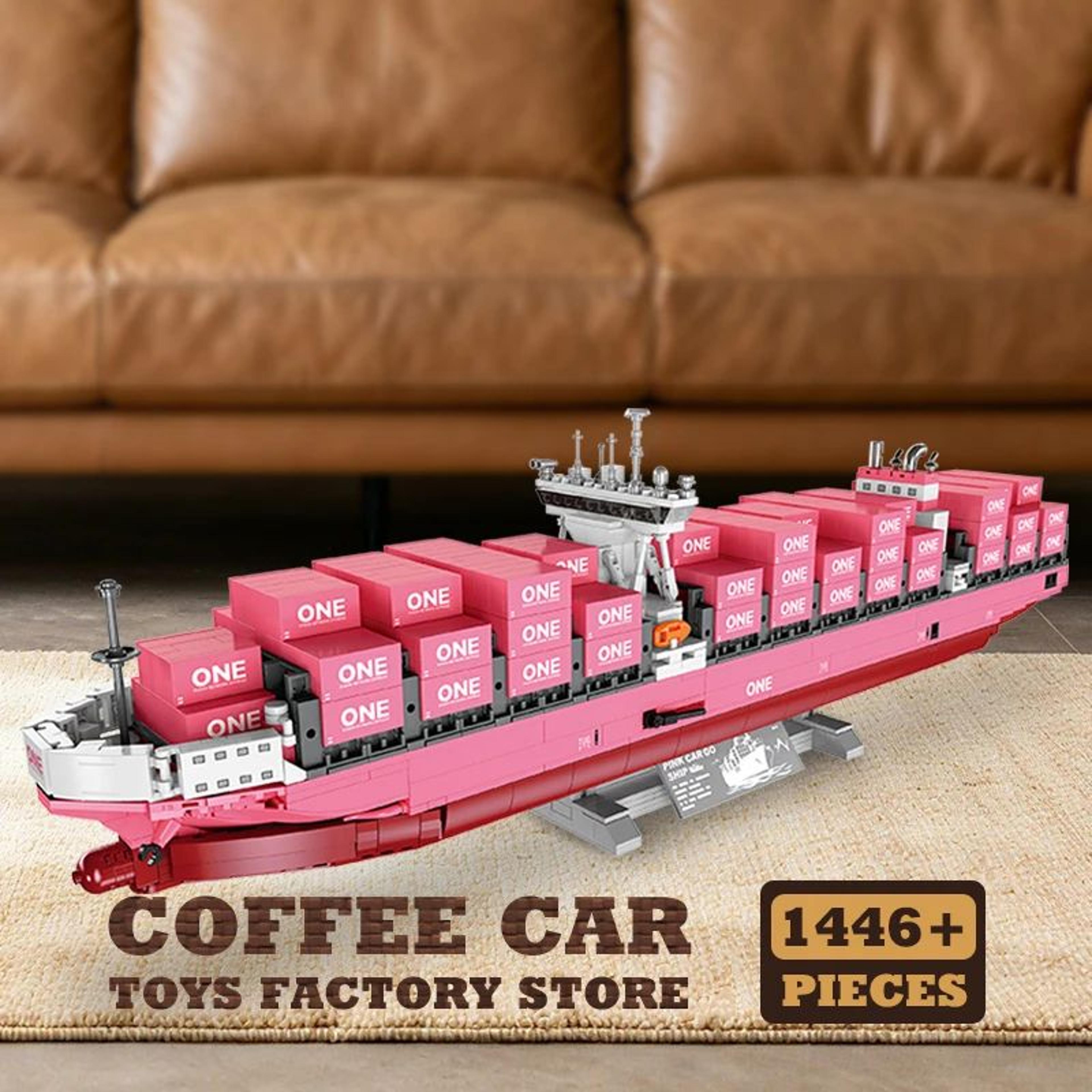 pink cargo ship 1446-piece diy 3d bricks puzzle and model kit
