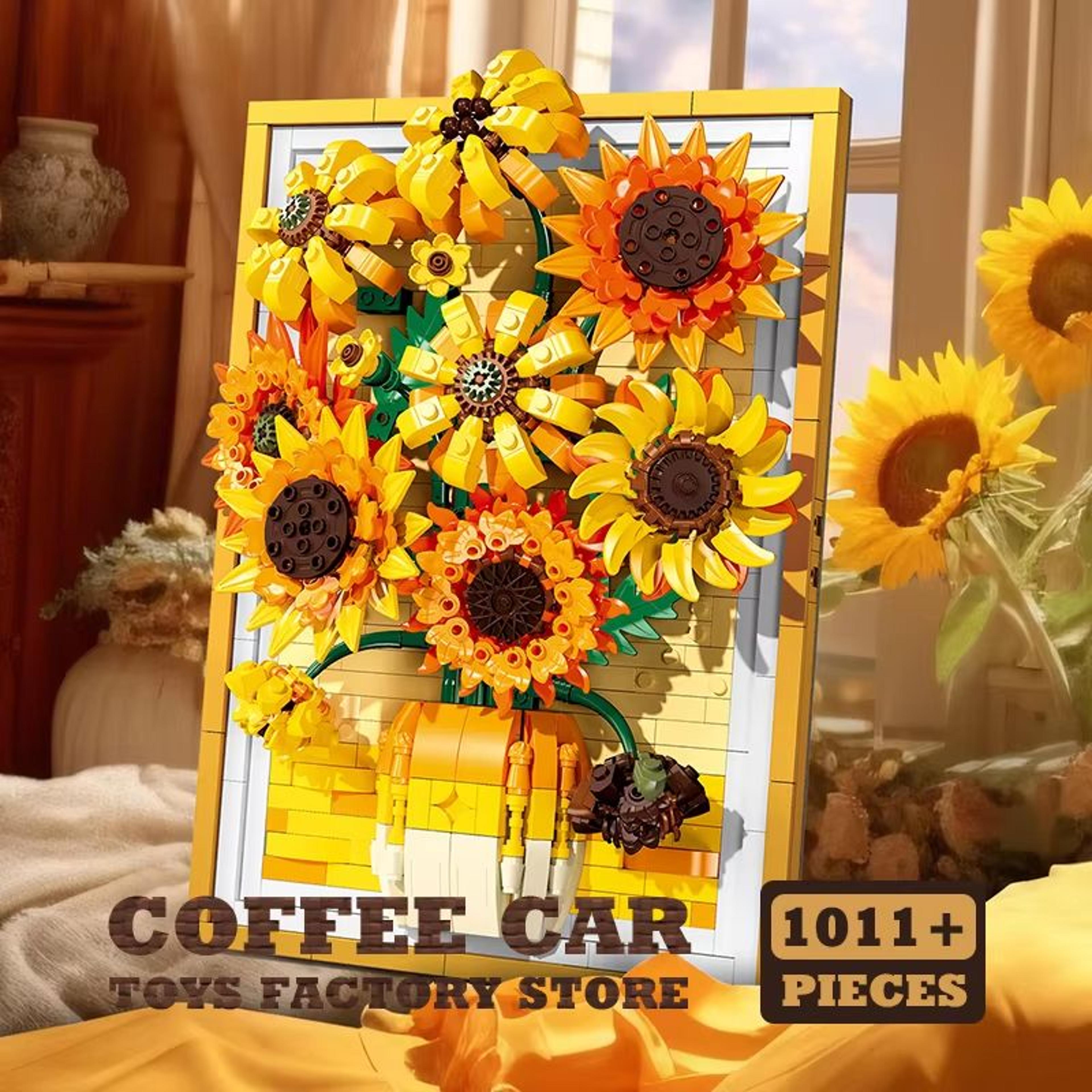 creative sunflower brick art frame kit 3d diy bouquet building blocks