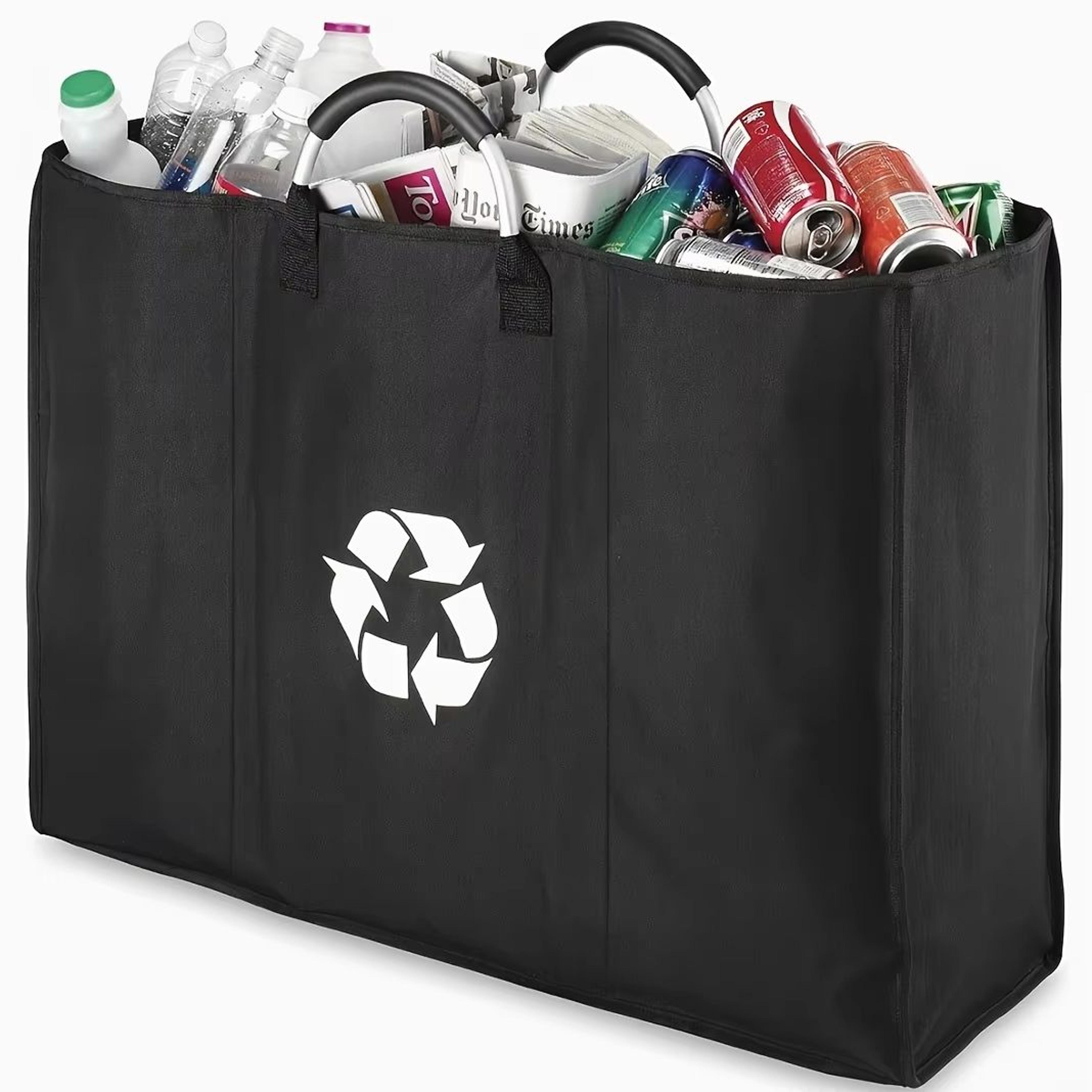 compartment recycling bin waste sorter with aluminum handles – foldable kitchen & home organizer