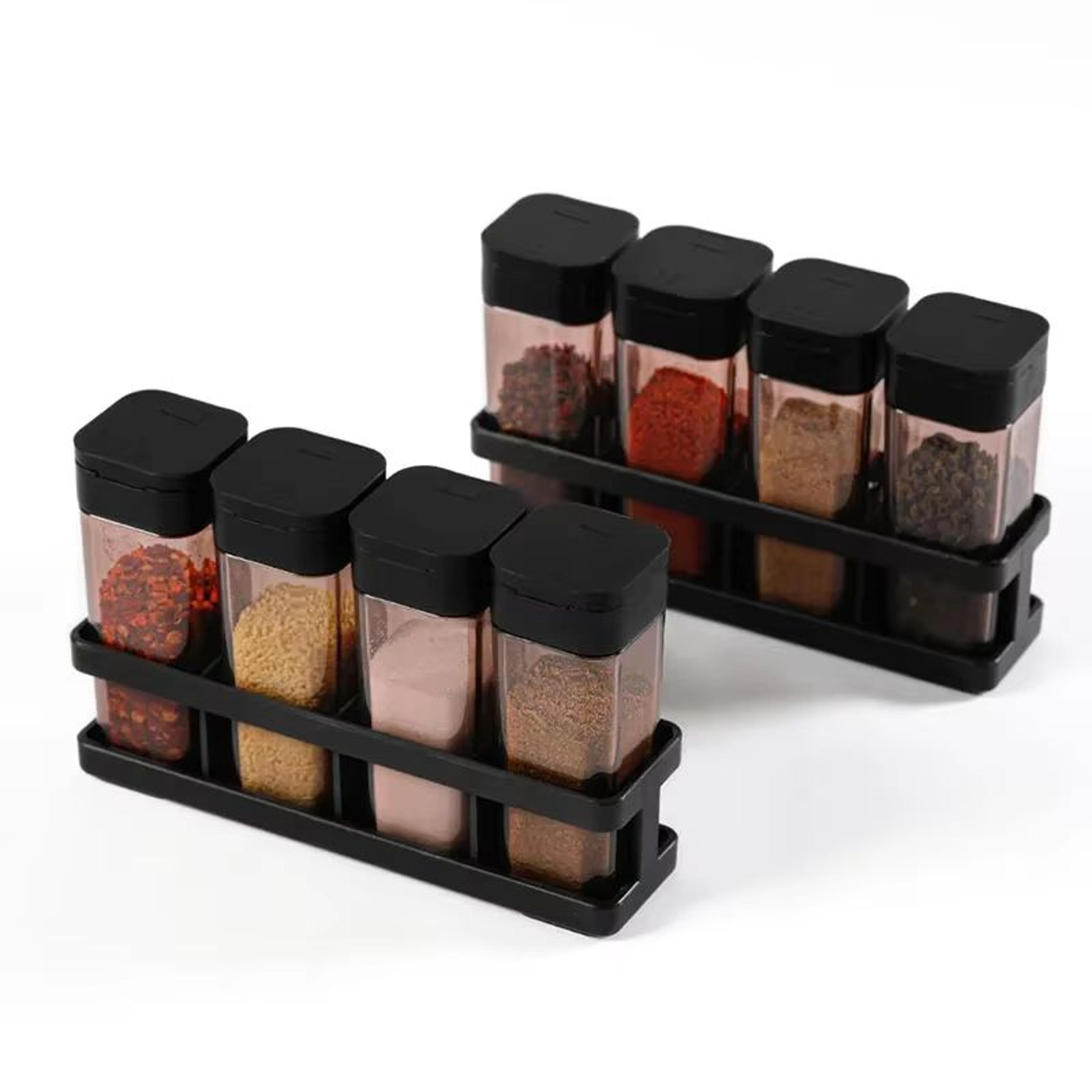 4-in-1 stackable spice organizer set with airtight bottles