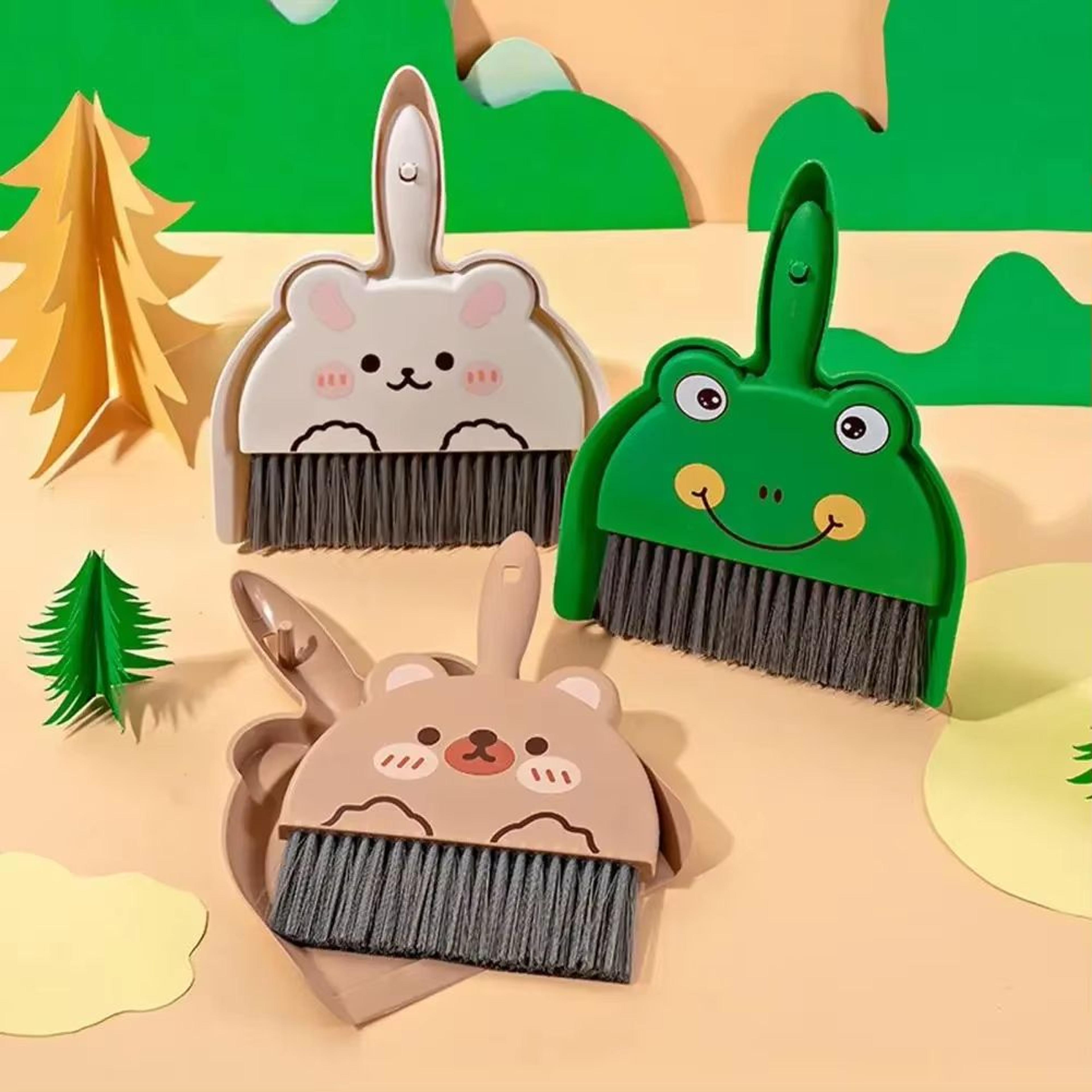 cartoon mini broom and dustpan set for keyboard and small surface cleaning