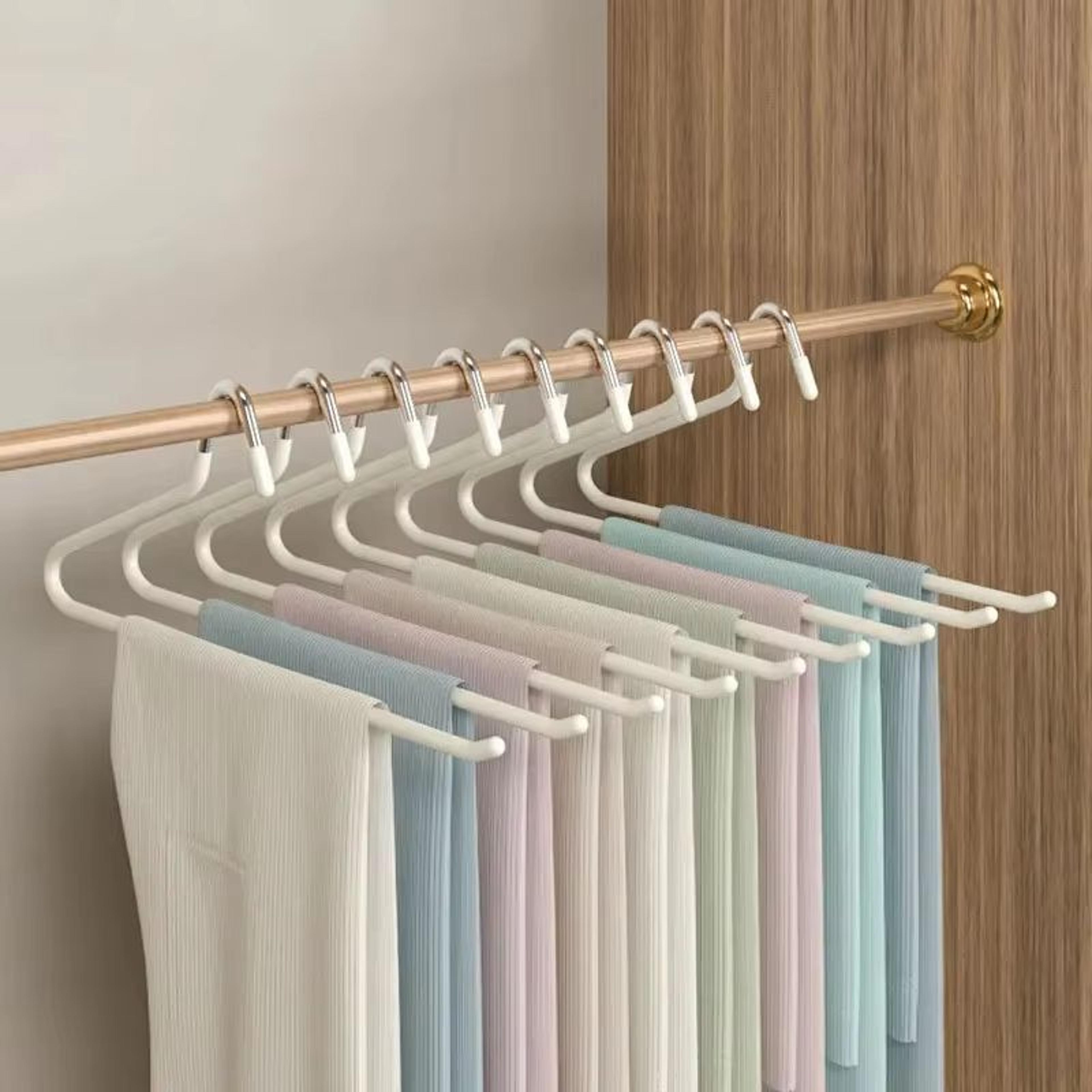 10-piece goose-type telescopic multi-layer pants storage rack for wardrobe and dorm