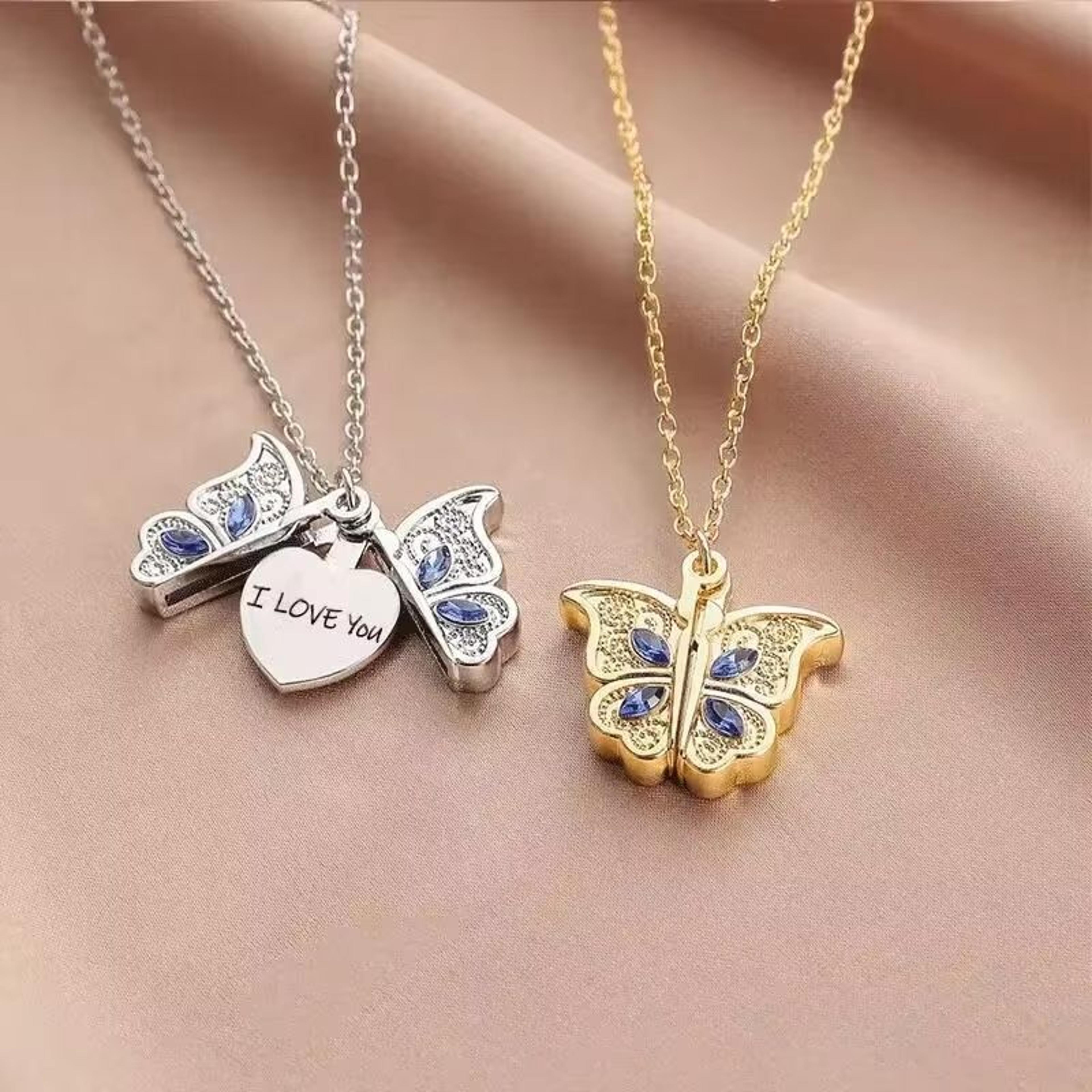 exquisite butterfly "i love you" pendant necklace for women