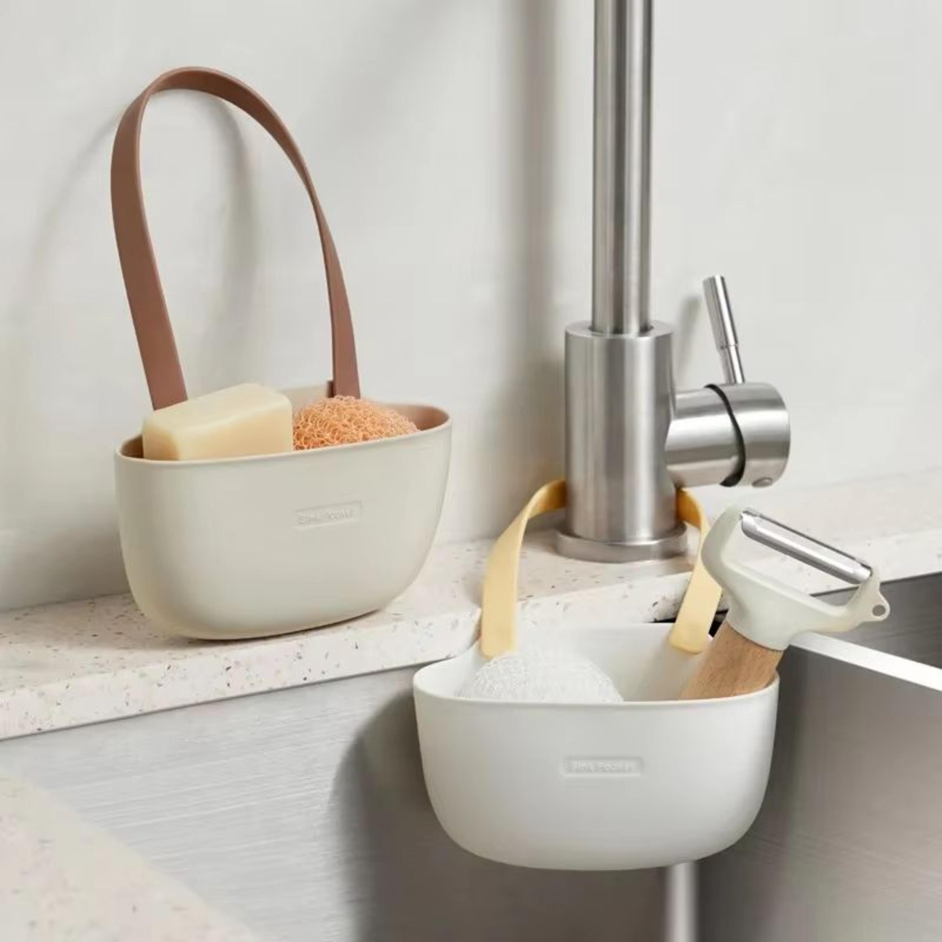 kitchen sink sponge and soap holder drain basket organizer