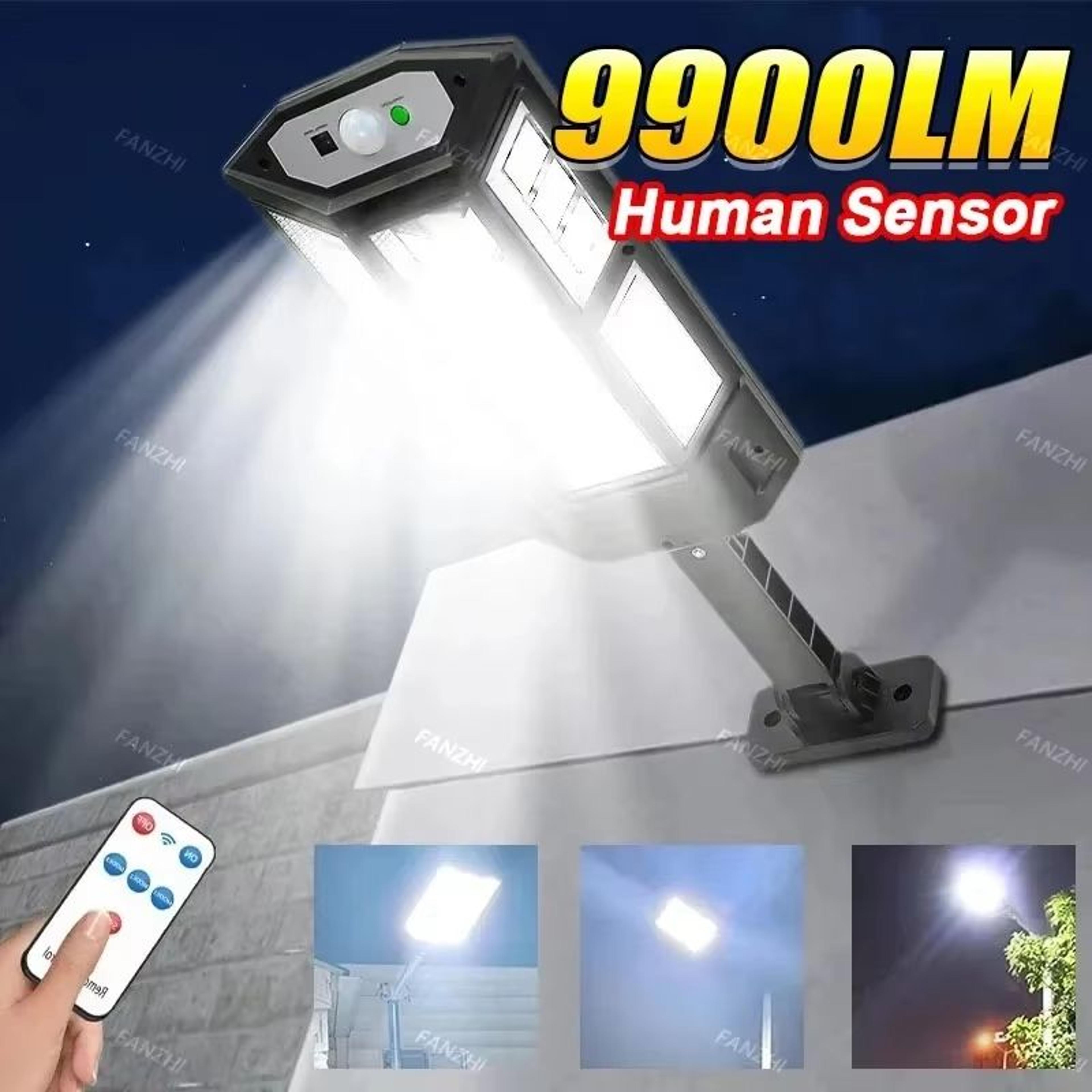 9900 lm solar motion sensor outdoor led garden security lamp with 4 modes waterproof ip65 street yard light