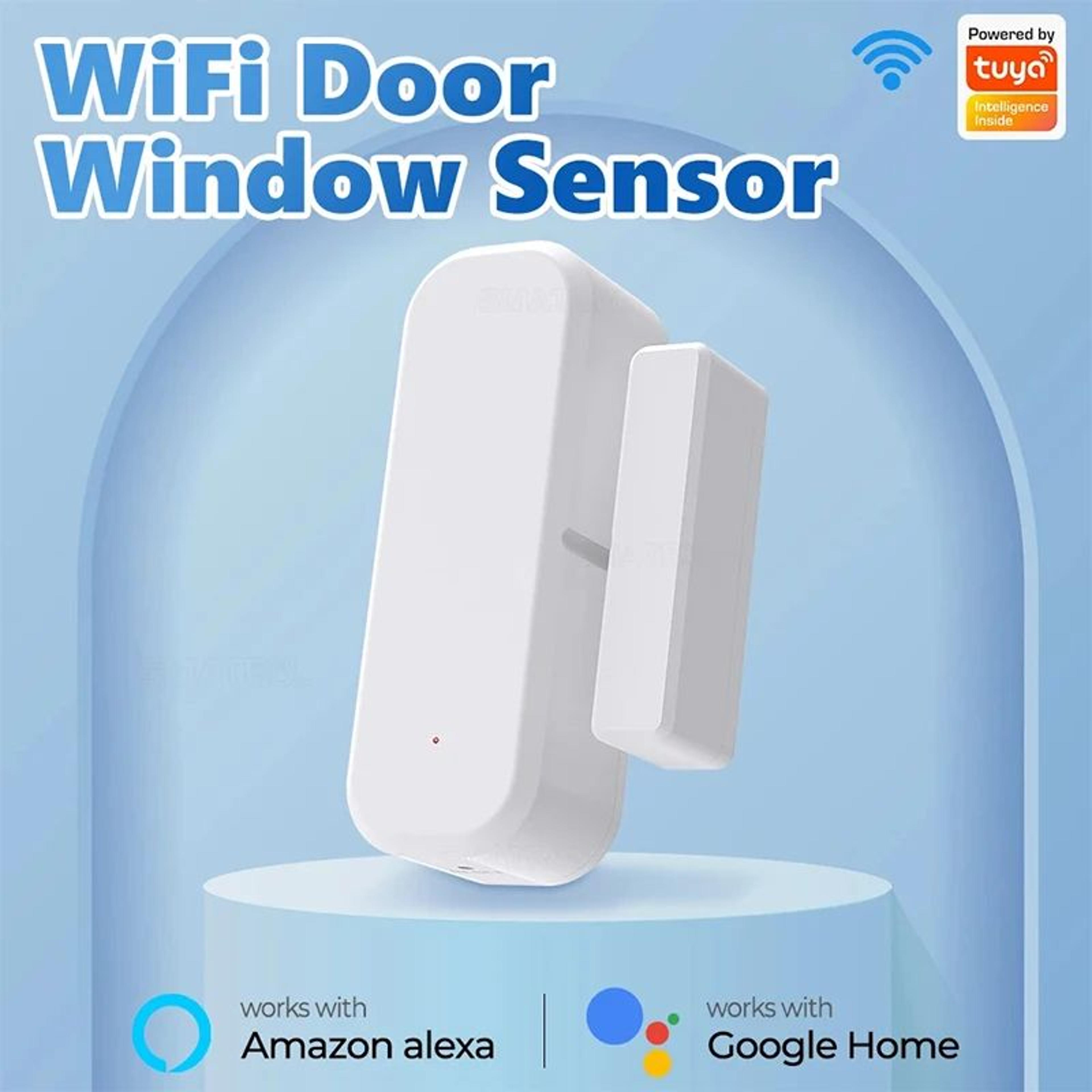 tuya smart wifi door and window sensor with app alerts and voice control