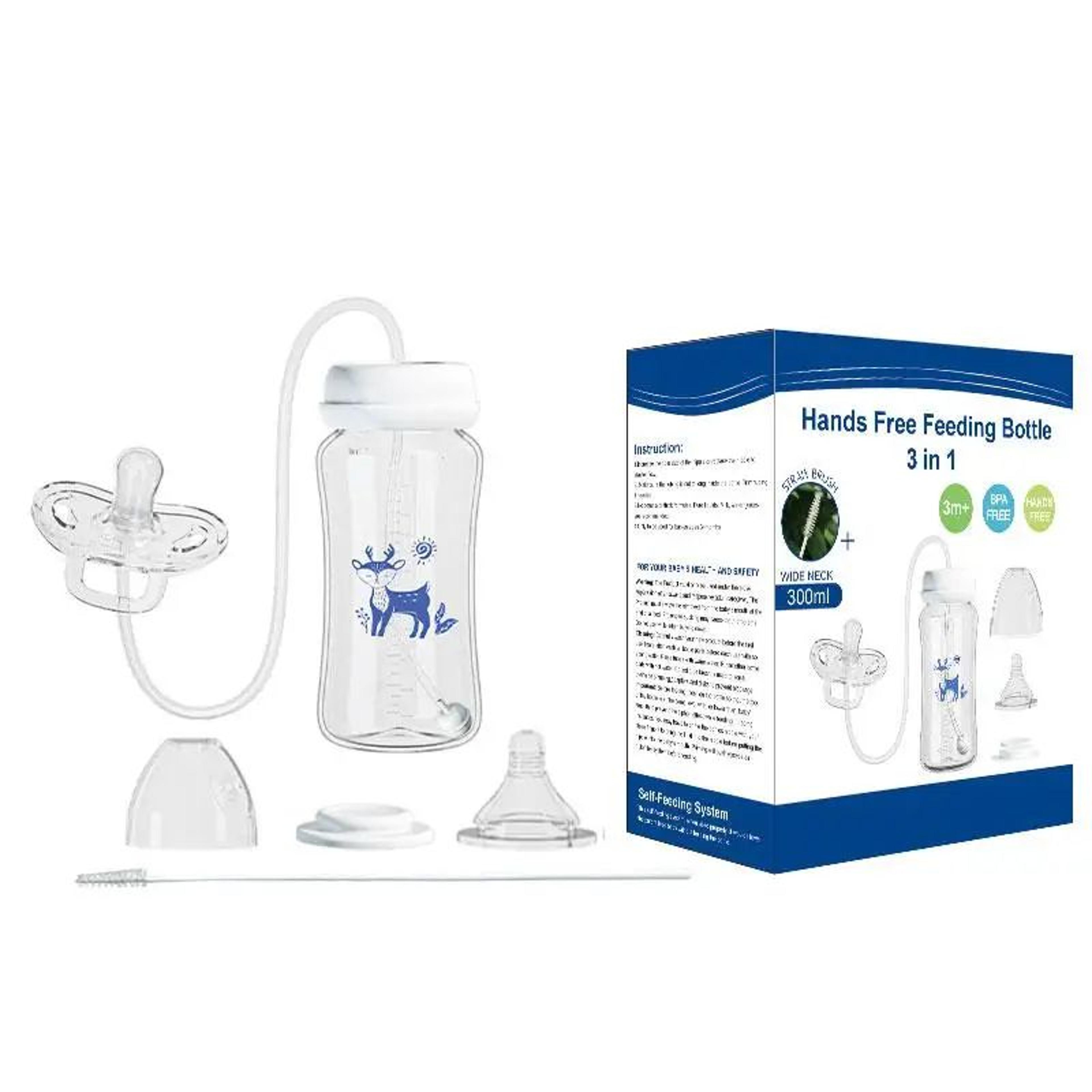 hands-free wide-neck gravity ball baby bottle 300ml (10.14 fl oz) with pacifier and milk storag