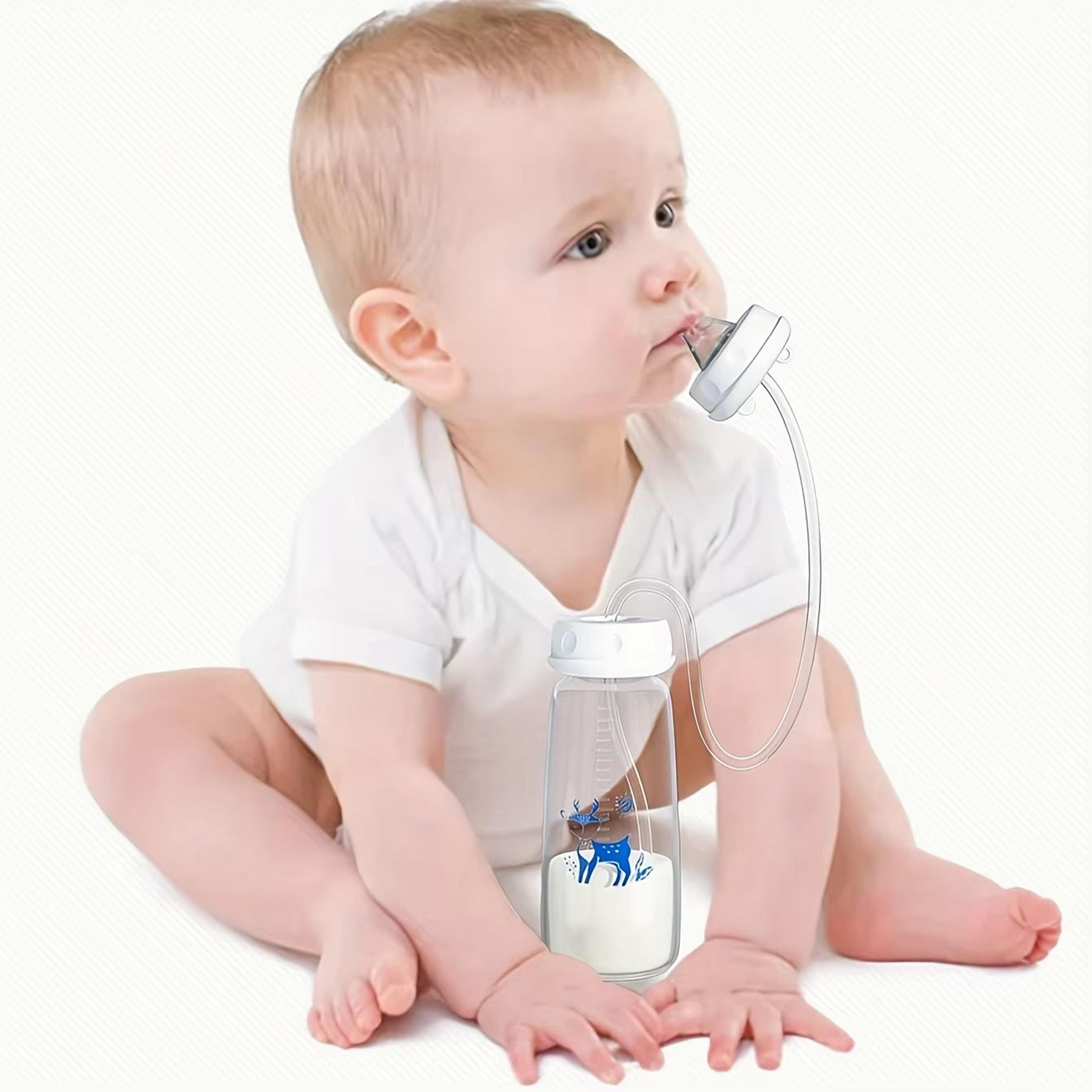 hands-free normal-neck 8oz/240ml baby feeding bottle with straw brush