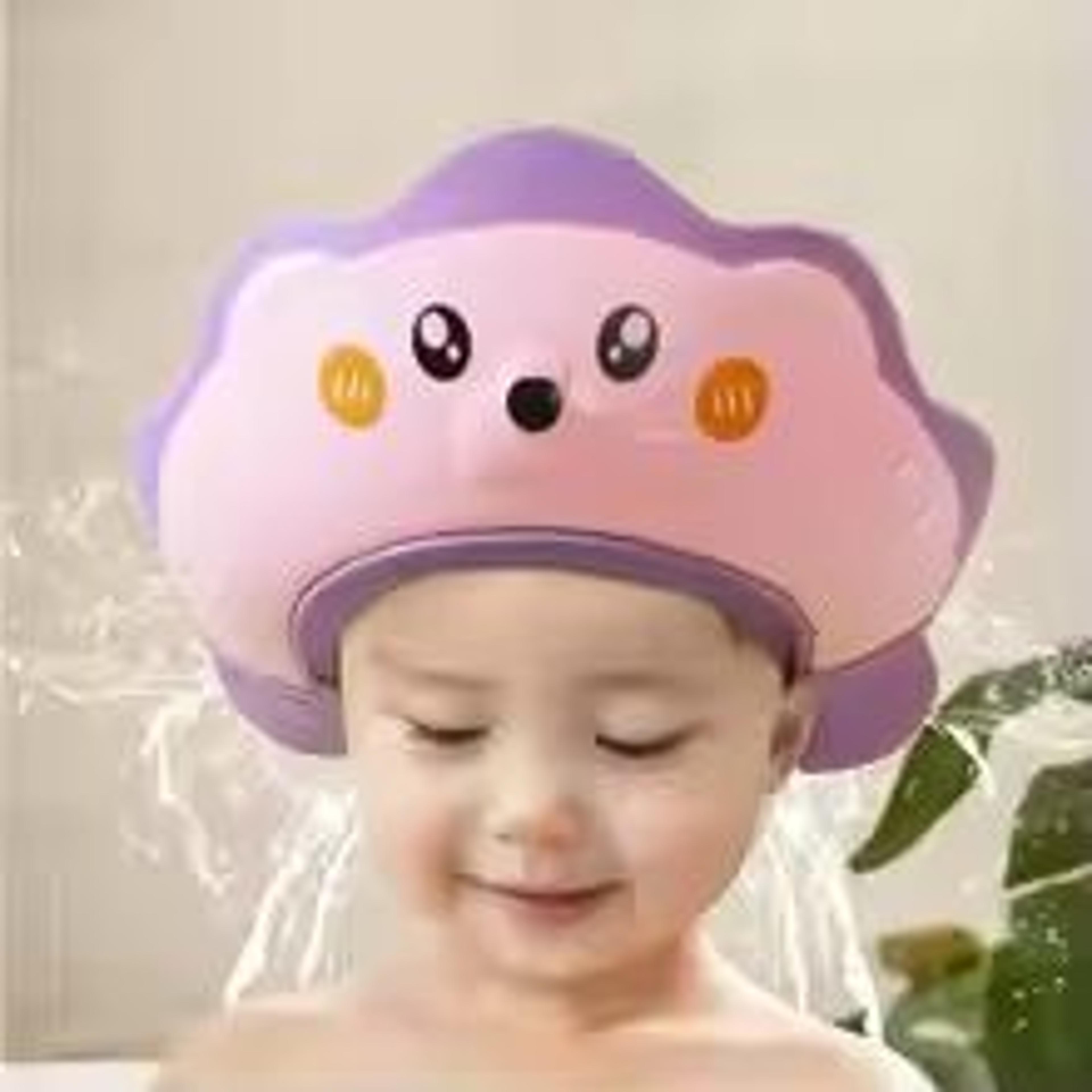 adjustable baby shower cap bath visor shield (sea lion design)