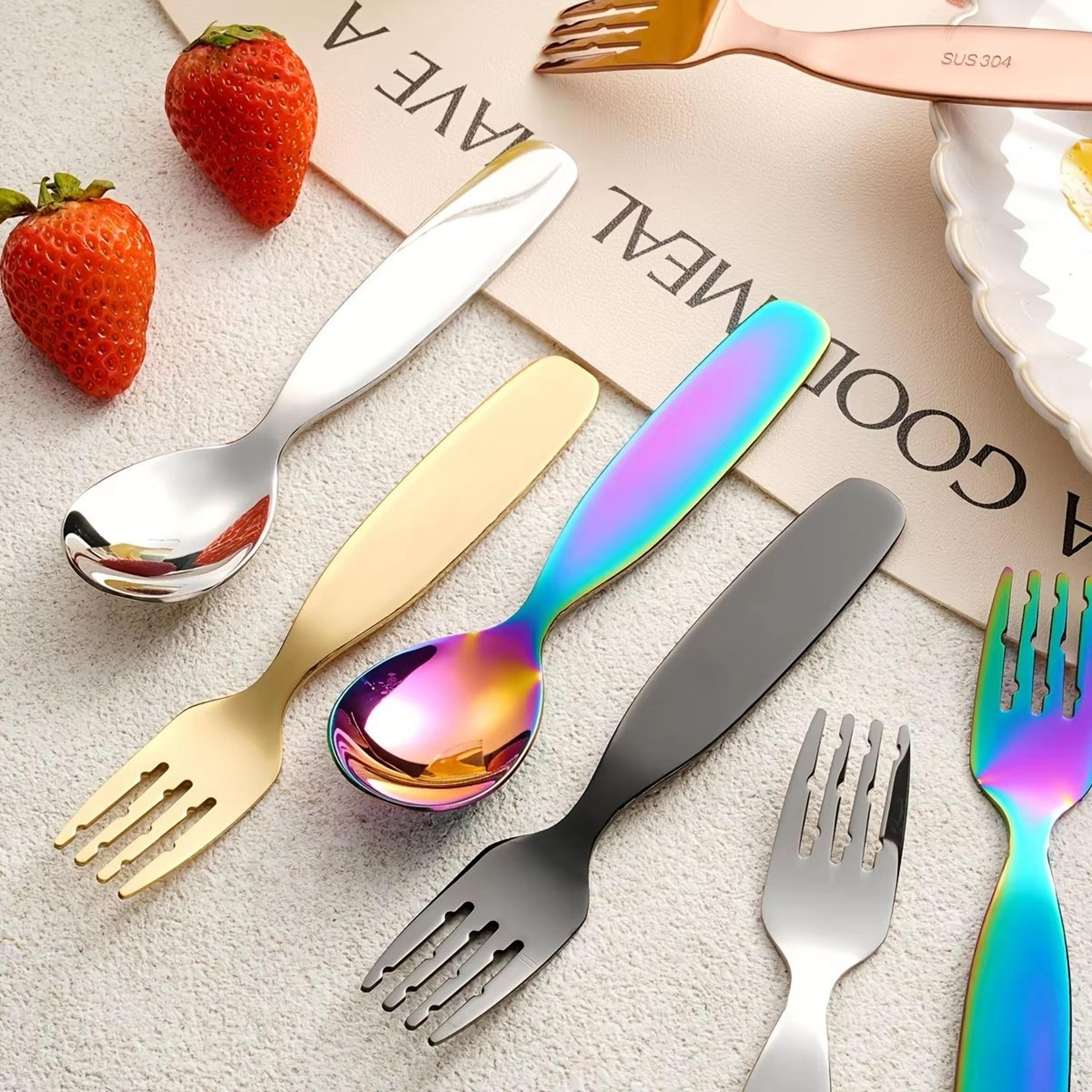 304 stainless steel portable cutlery set with case, vintage outdoor spoon and fork (3pcs)