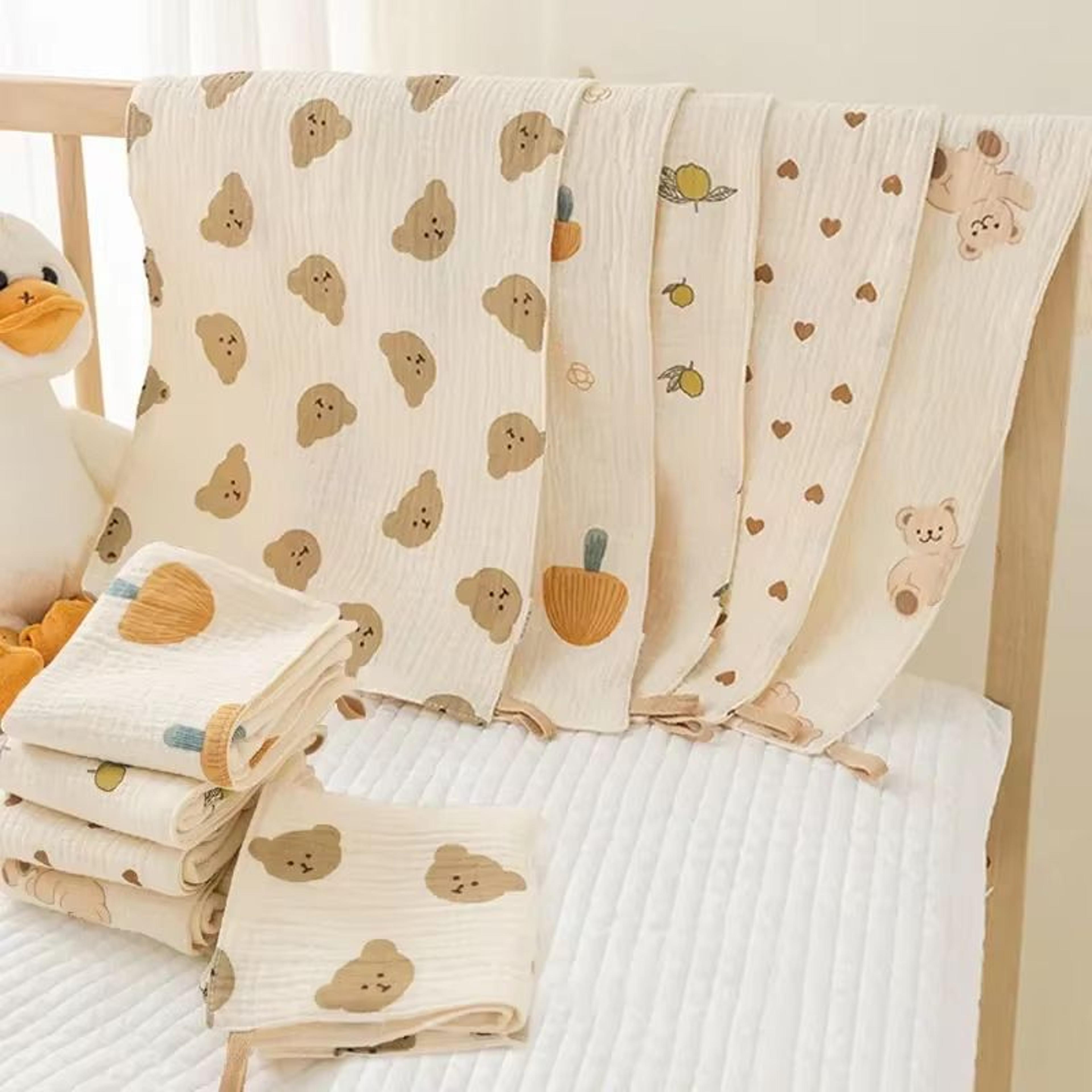 puresoft 4-layer cotton muslin baby face towels and long burp cloths