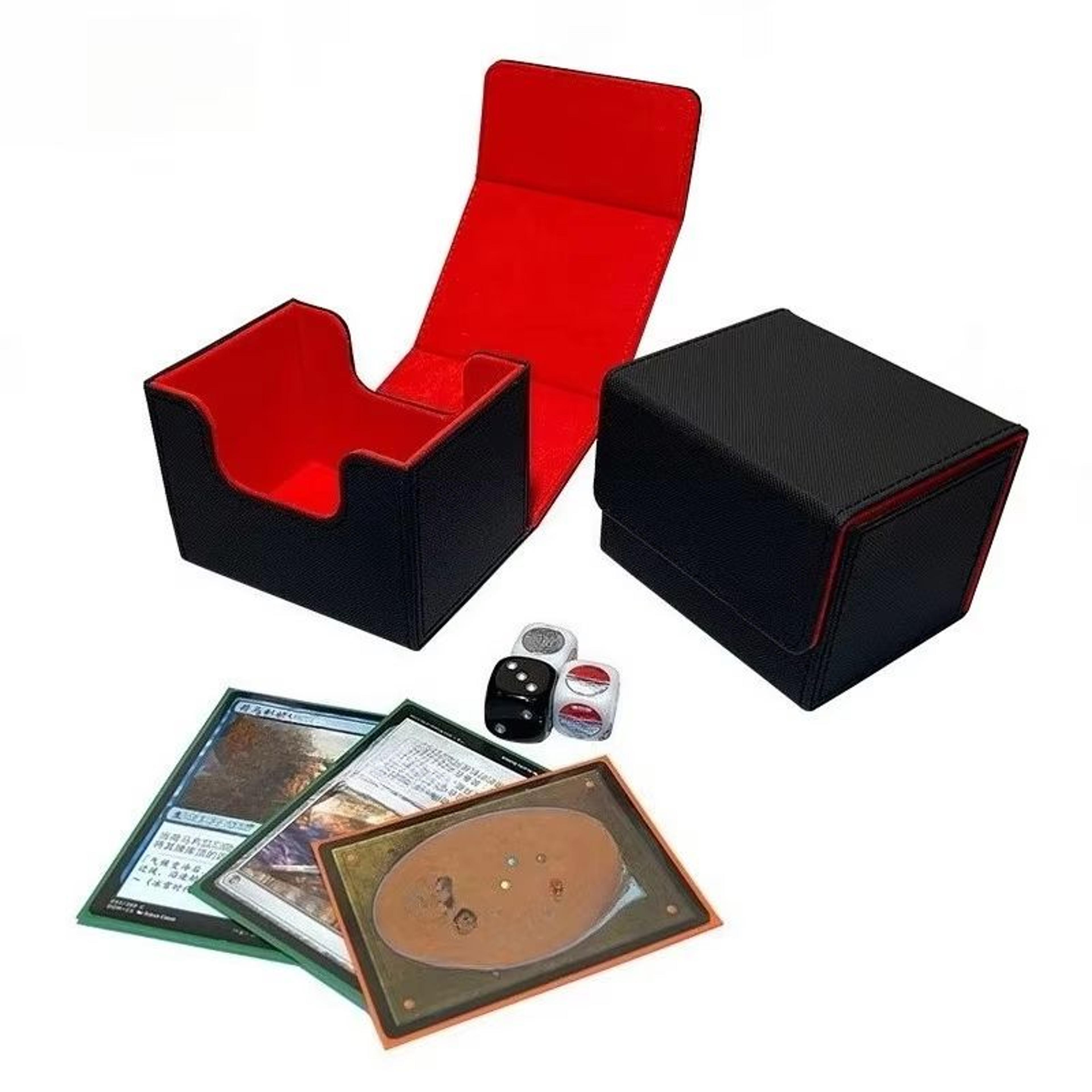 magnaguard pu leather trading card deck box - fits 100 sleeved cards