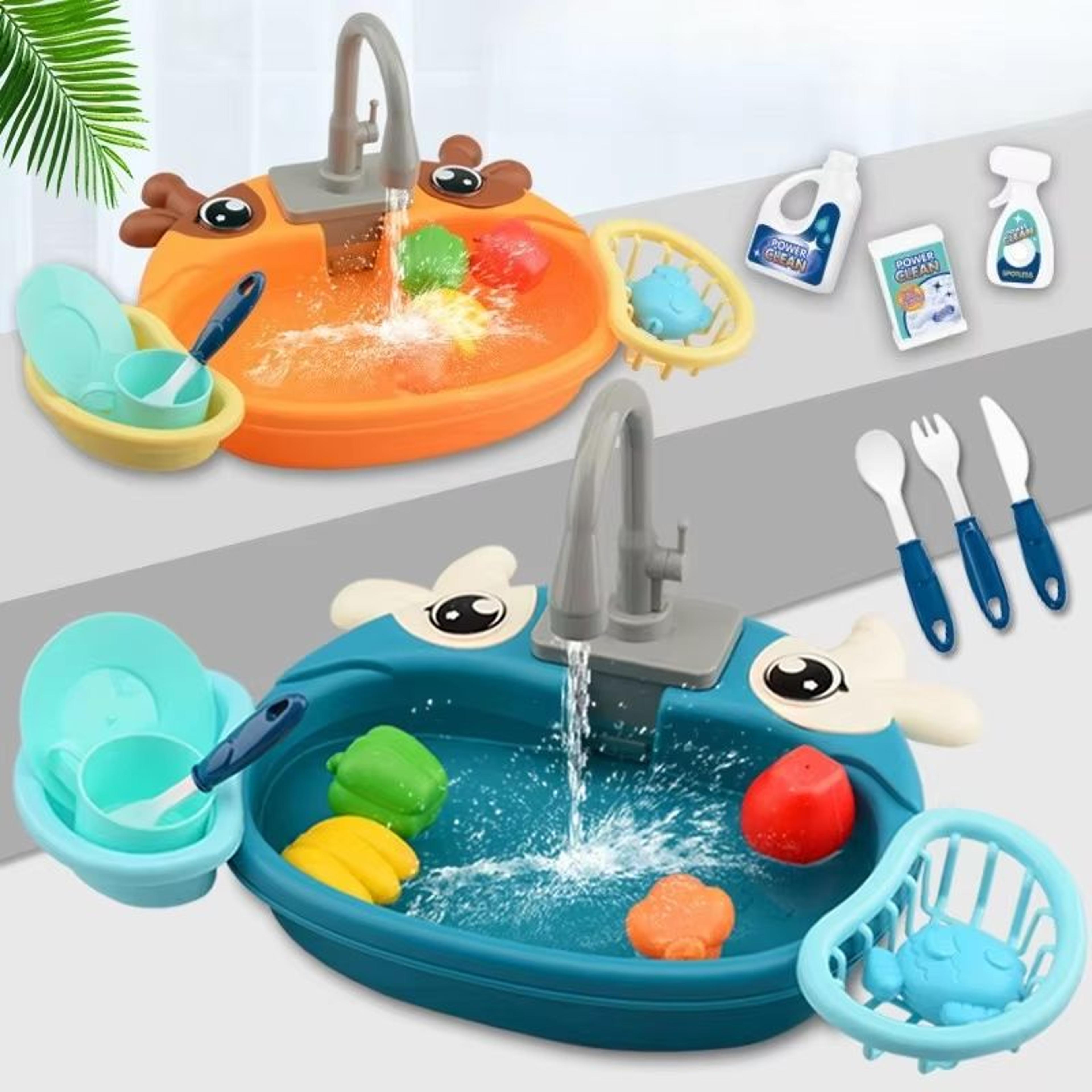 cleanplay kids kitchen sink pretend play set – early educational toy