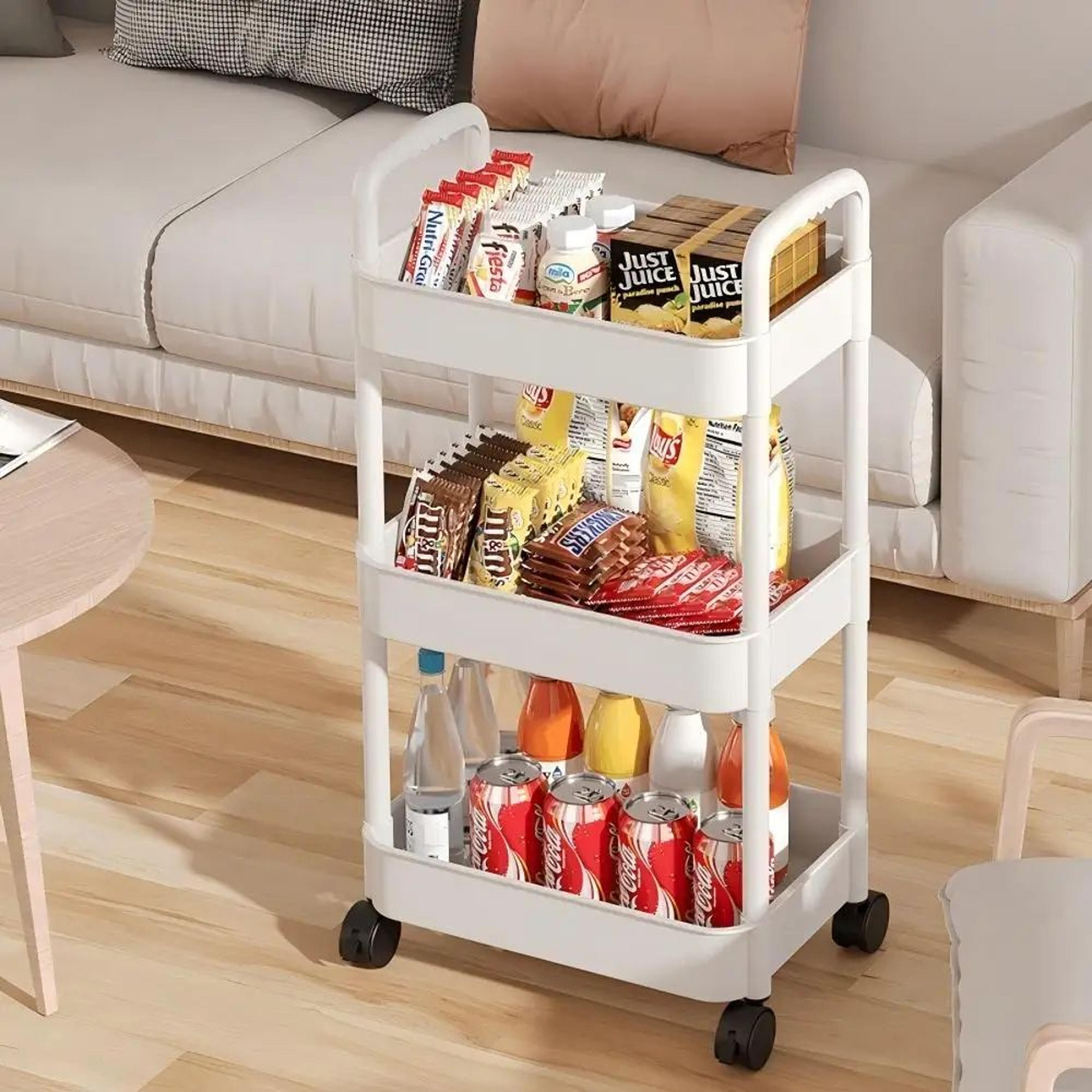 multi scene rolling storage cart with wheels for kitchen and home organizing