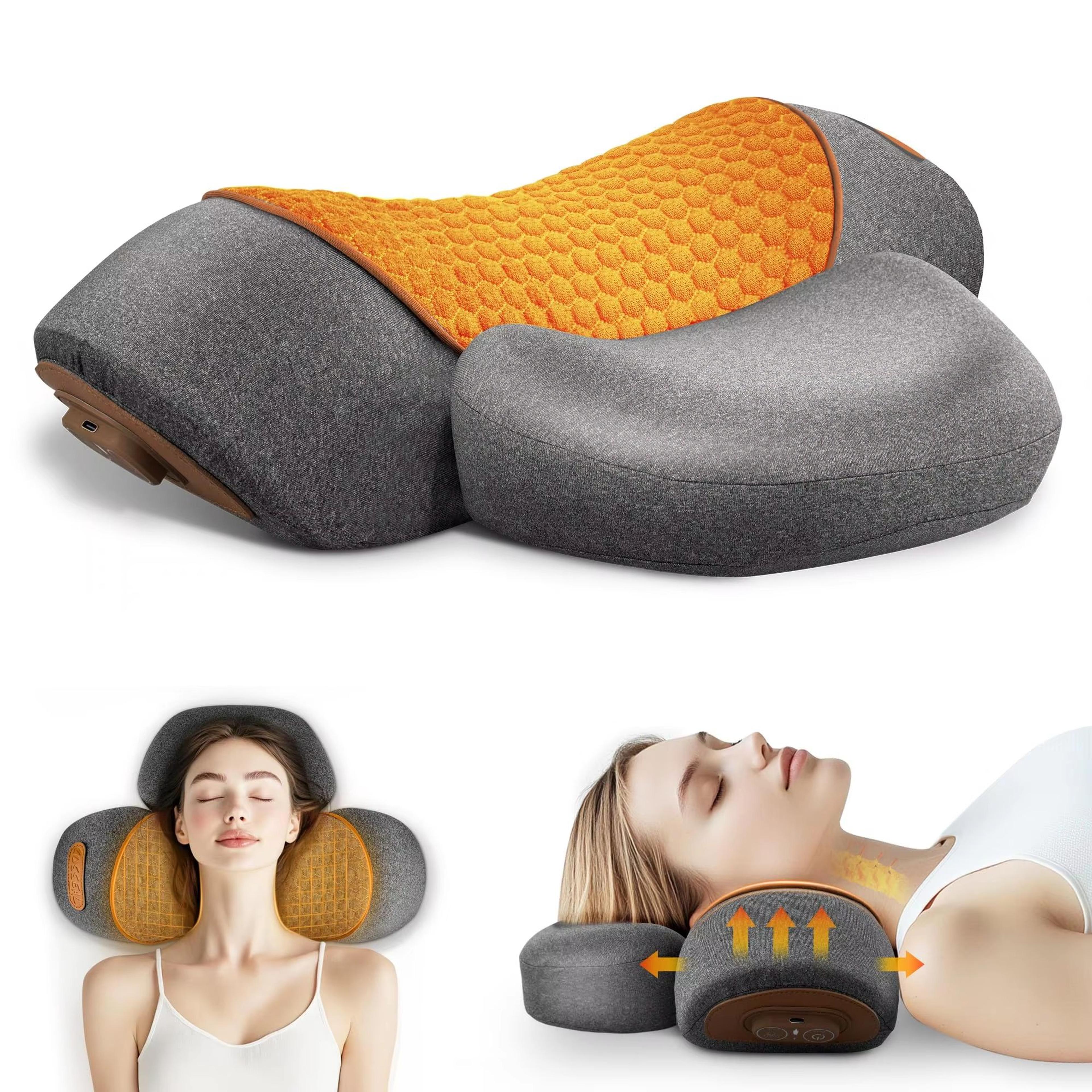 electric neck massager cervical stretch pillow with heat and vibration for neck and shoulders