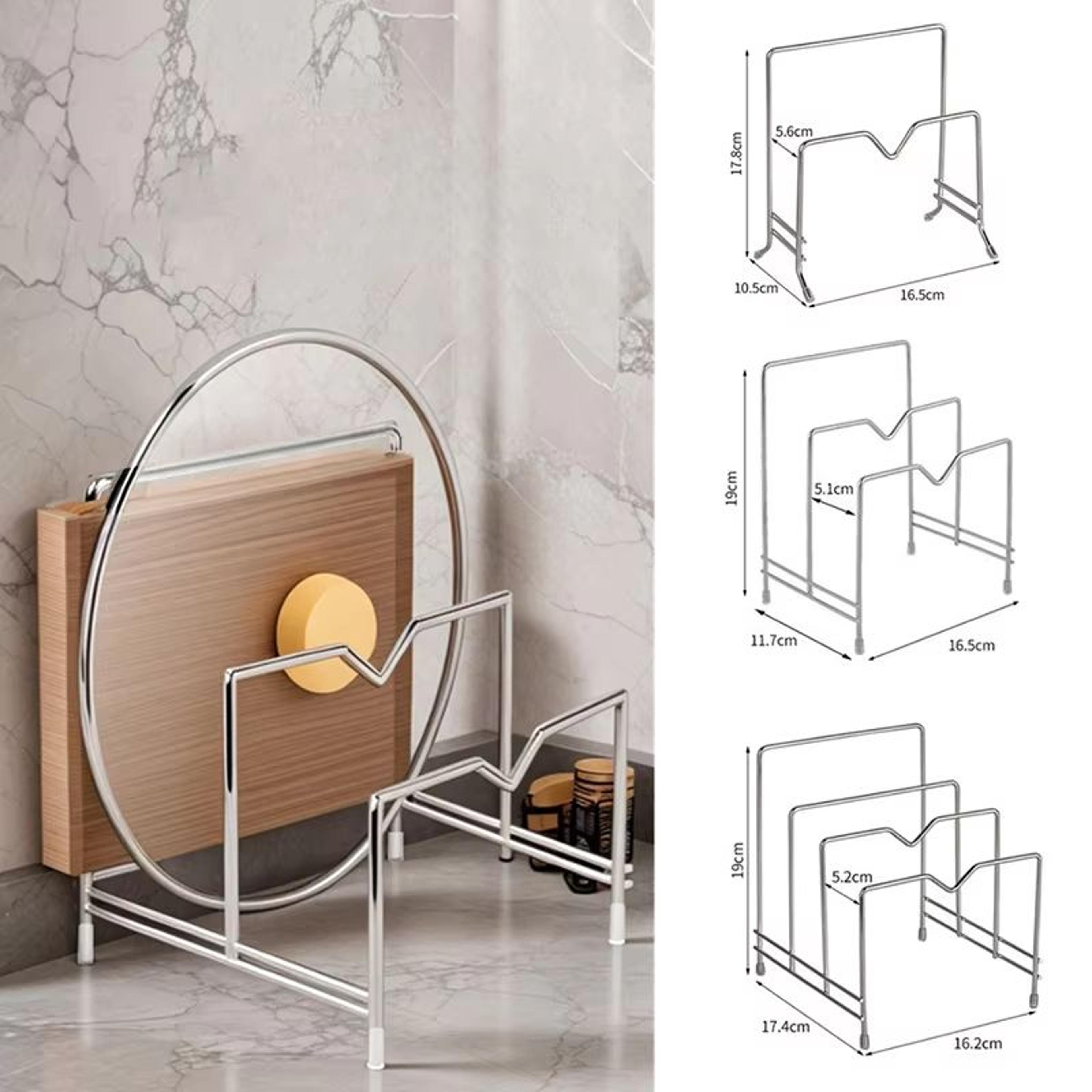 rust-proof multi-layer kitchen organizer rack with cutting board and pot lid storage