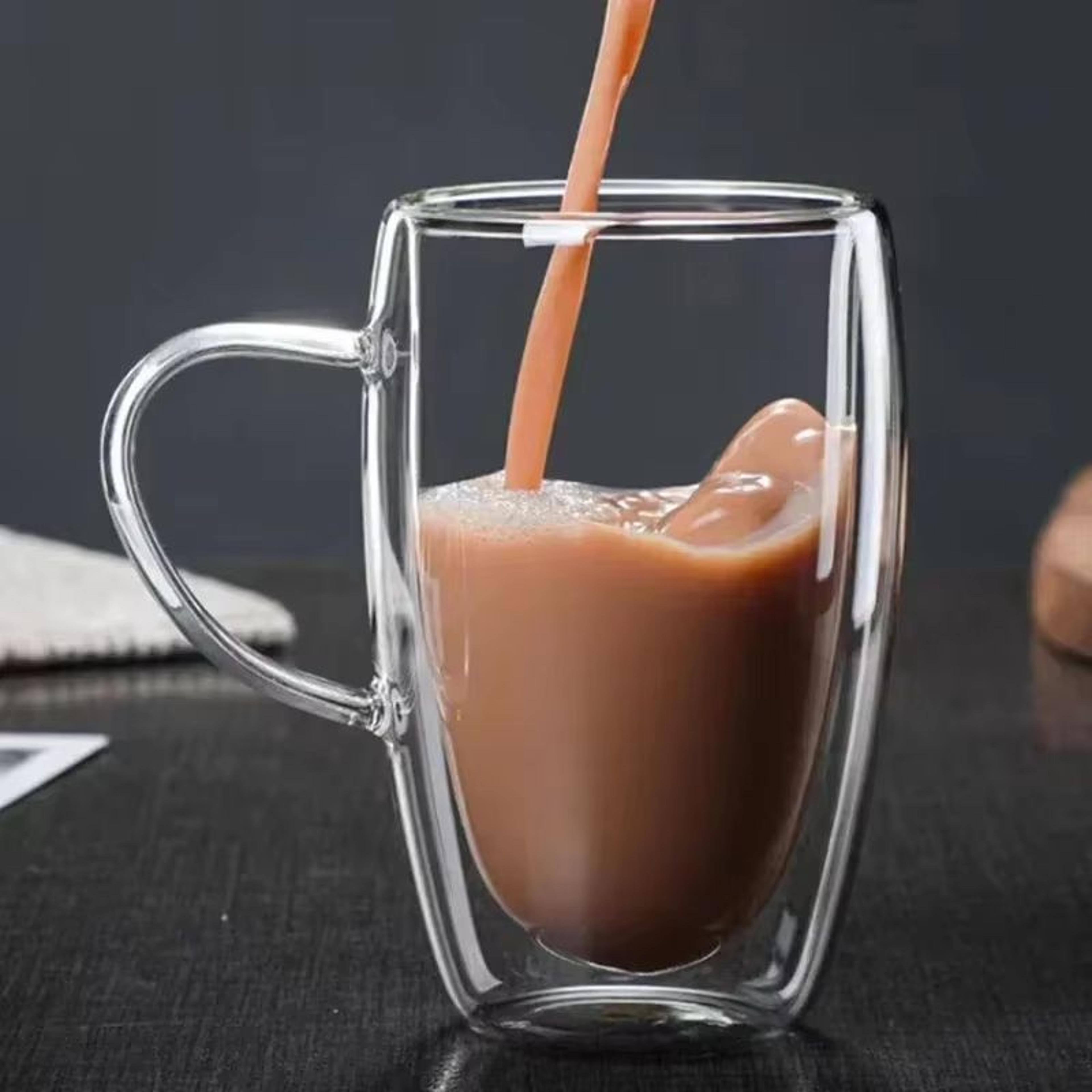 transparent double wall borosilicate glass cup 150–450 ml insulated coffee, tea & juice mug