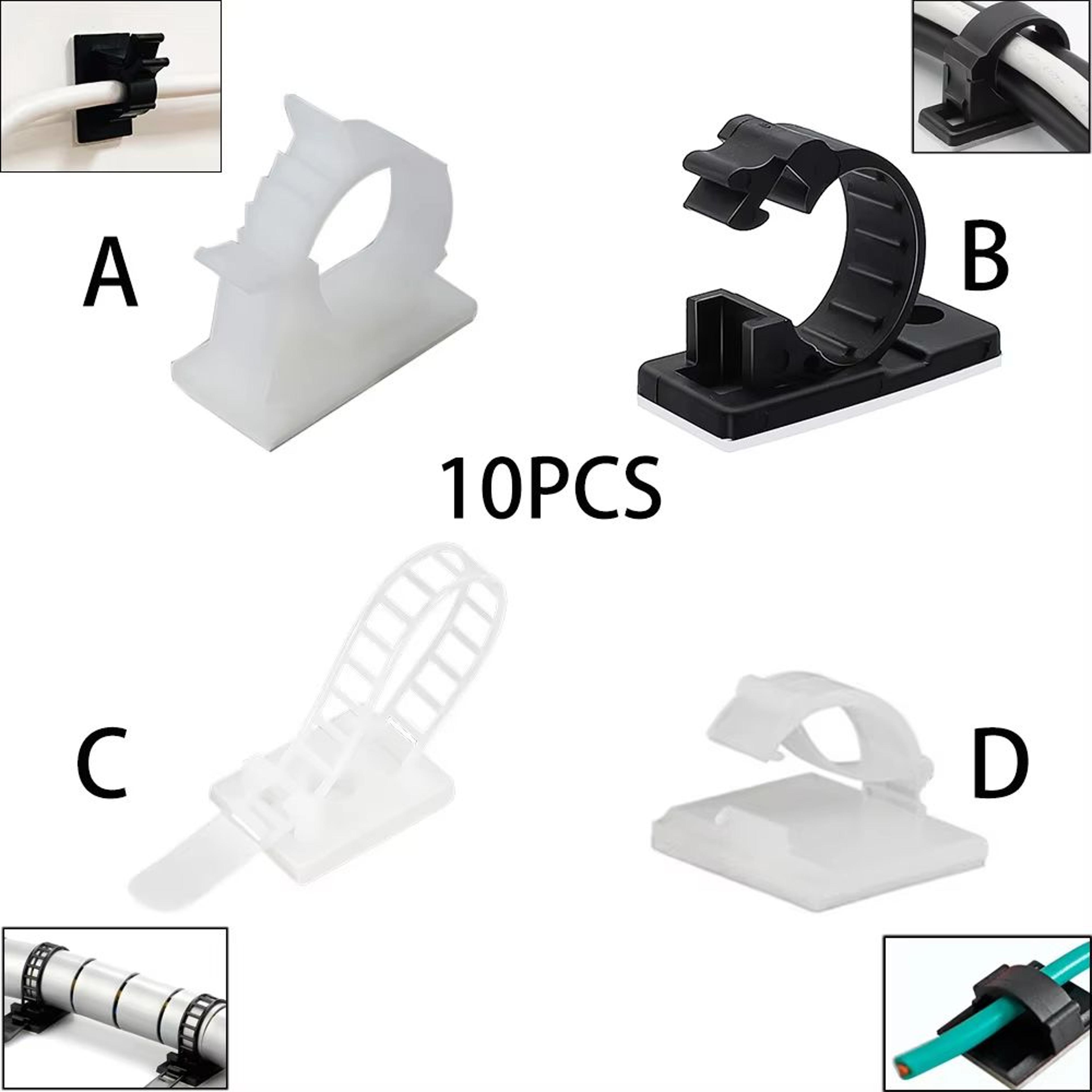 10-piece under desk cable organizer clips – white usb & wire holder set for desktop tidy