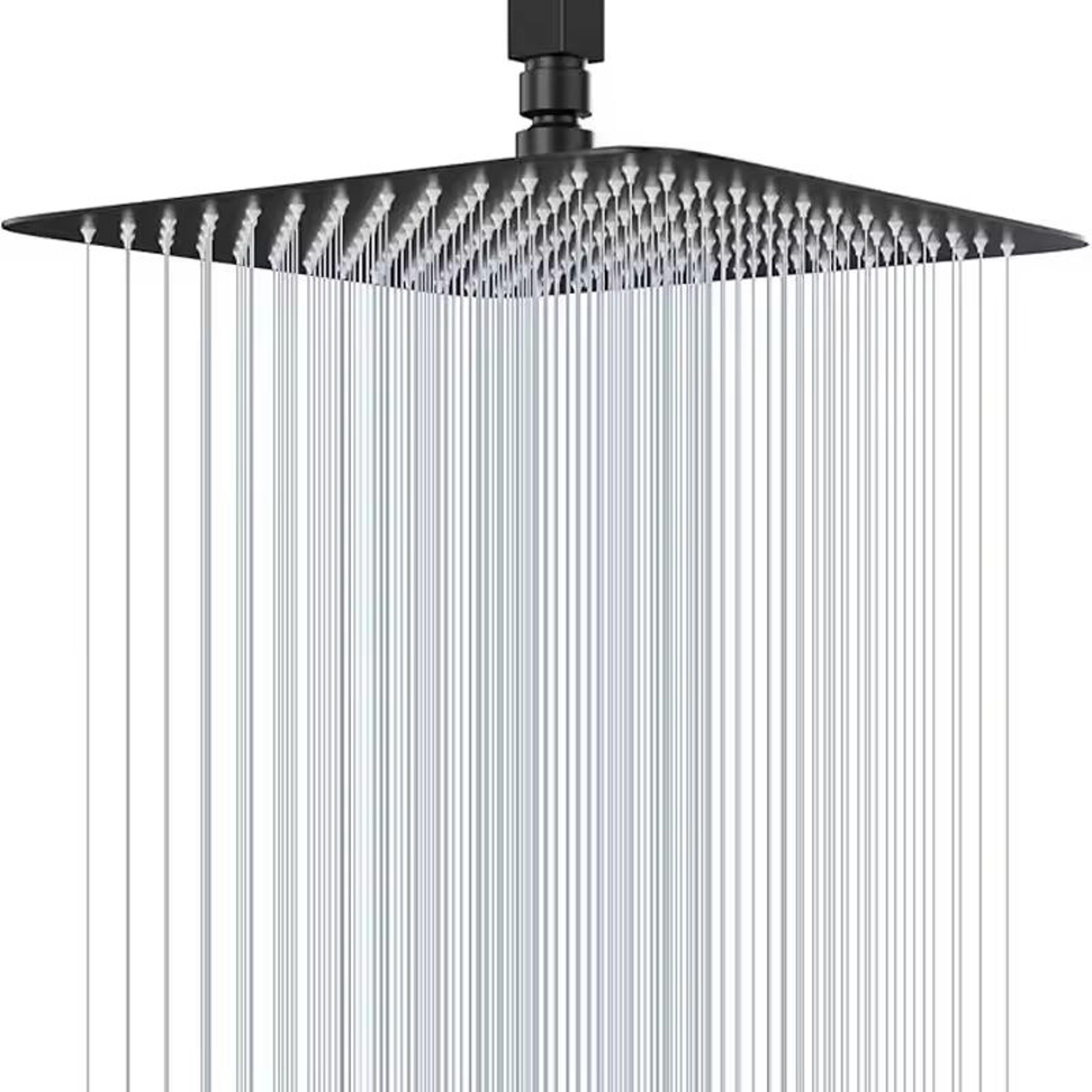 stainless steel waterfall shower head in black silver or gold (8"/ 10" / 12")