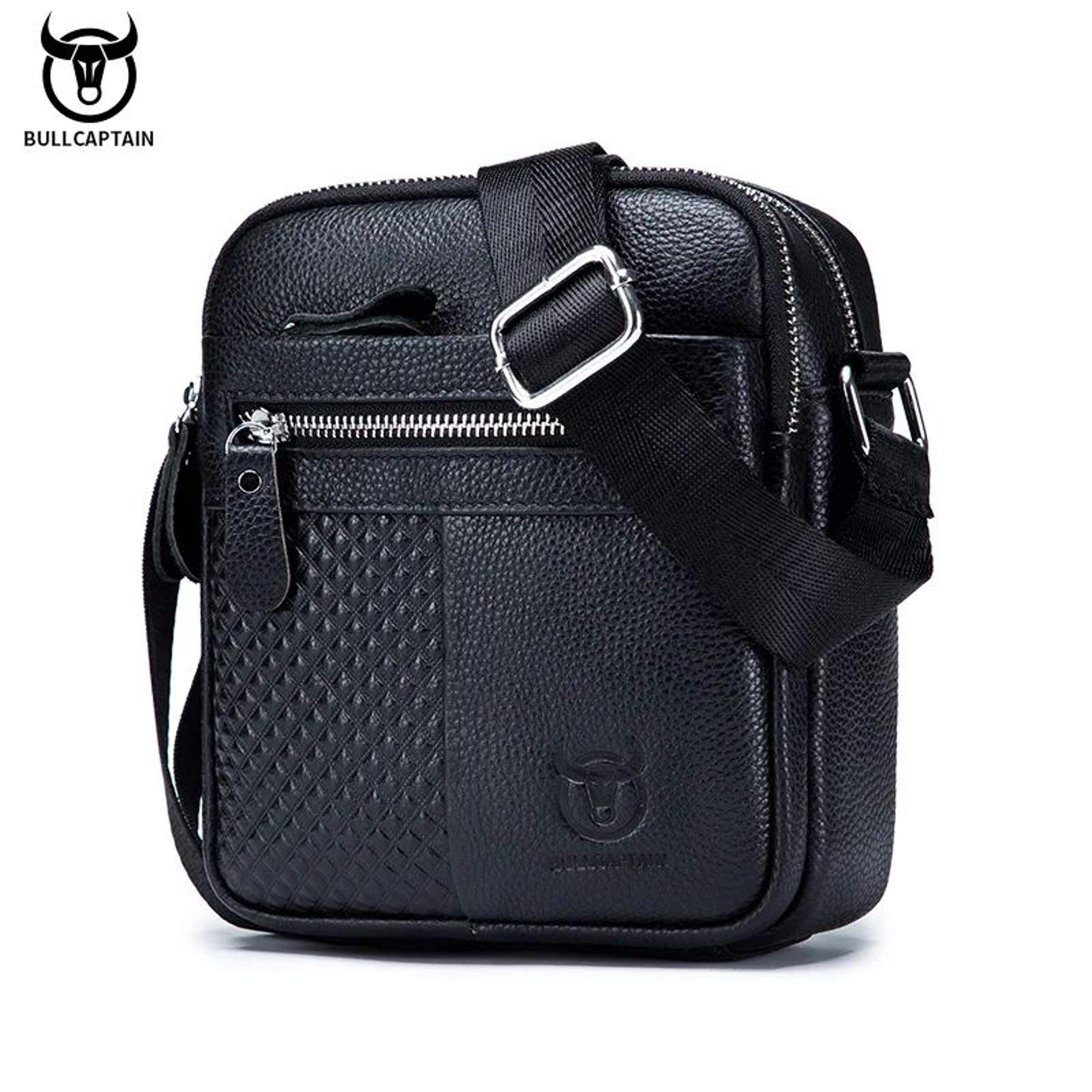 bullcapatin men's genuine leather messenger bag shoulder briefcase satchel