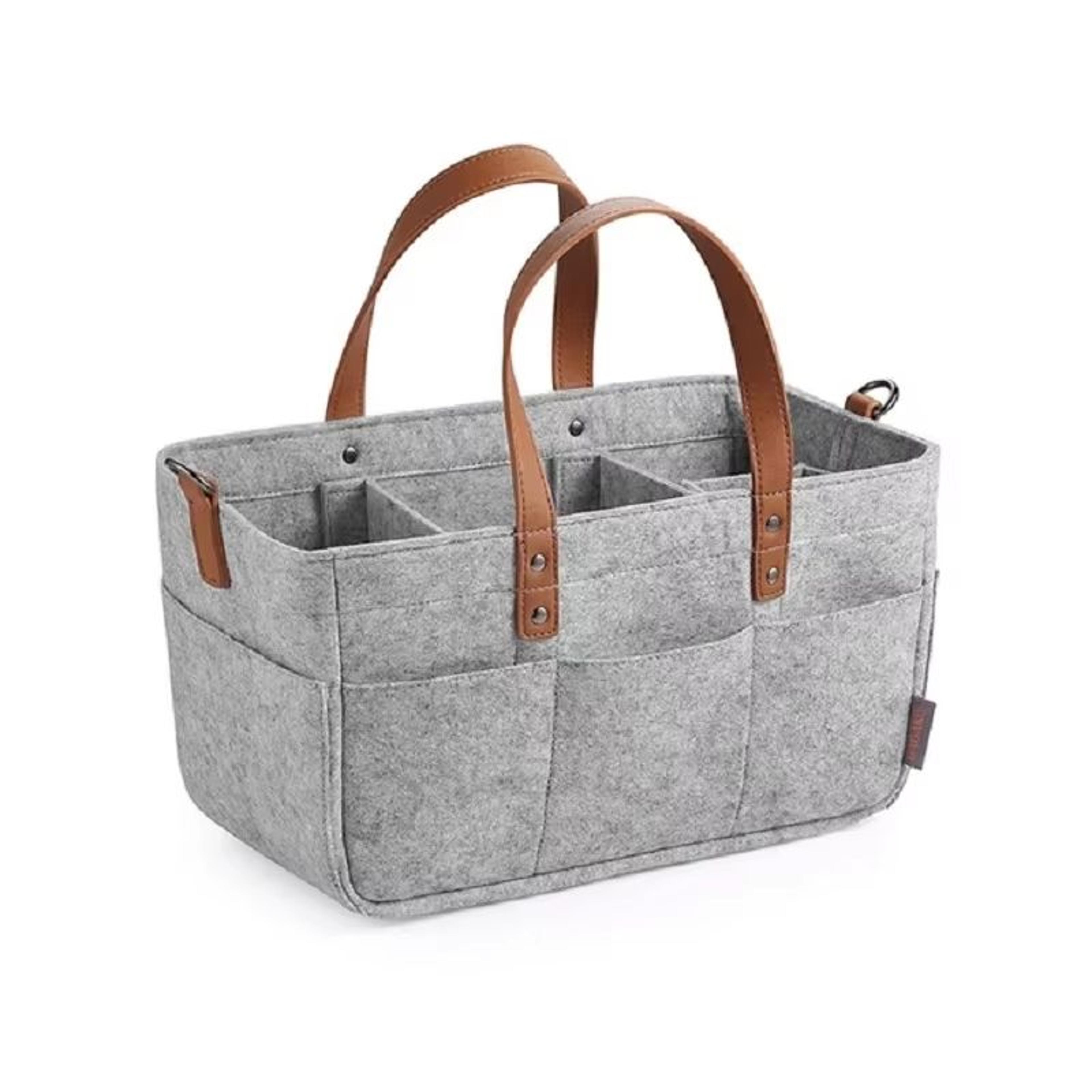 felt diaper caddy organizer with large pockets and carry handle