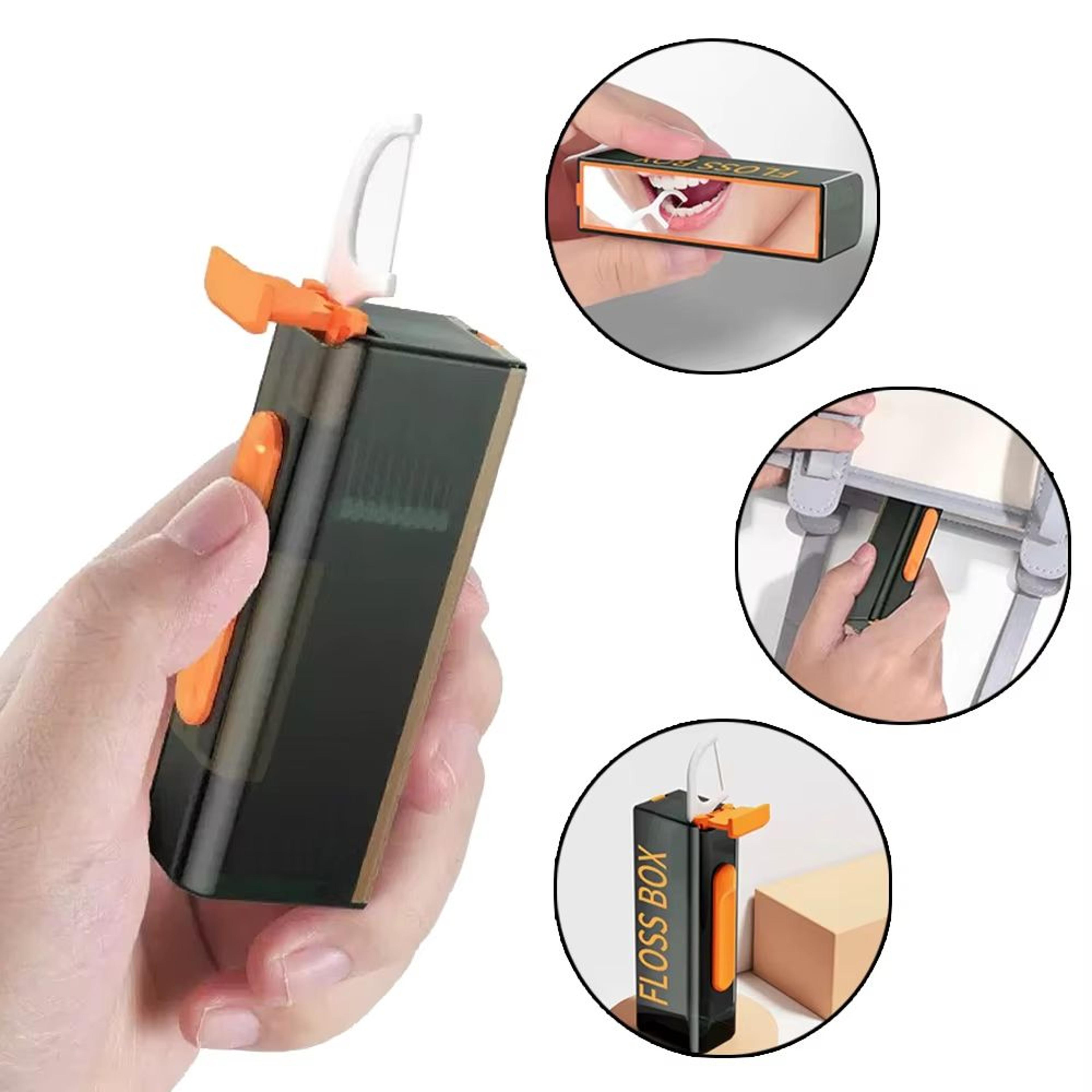 automatic pop-up dental floss box with built-in mirror and 10 floss pairs