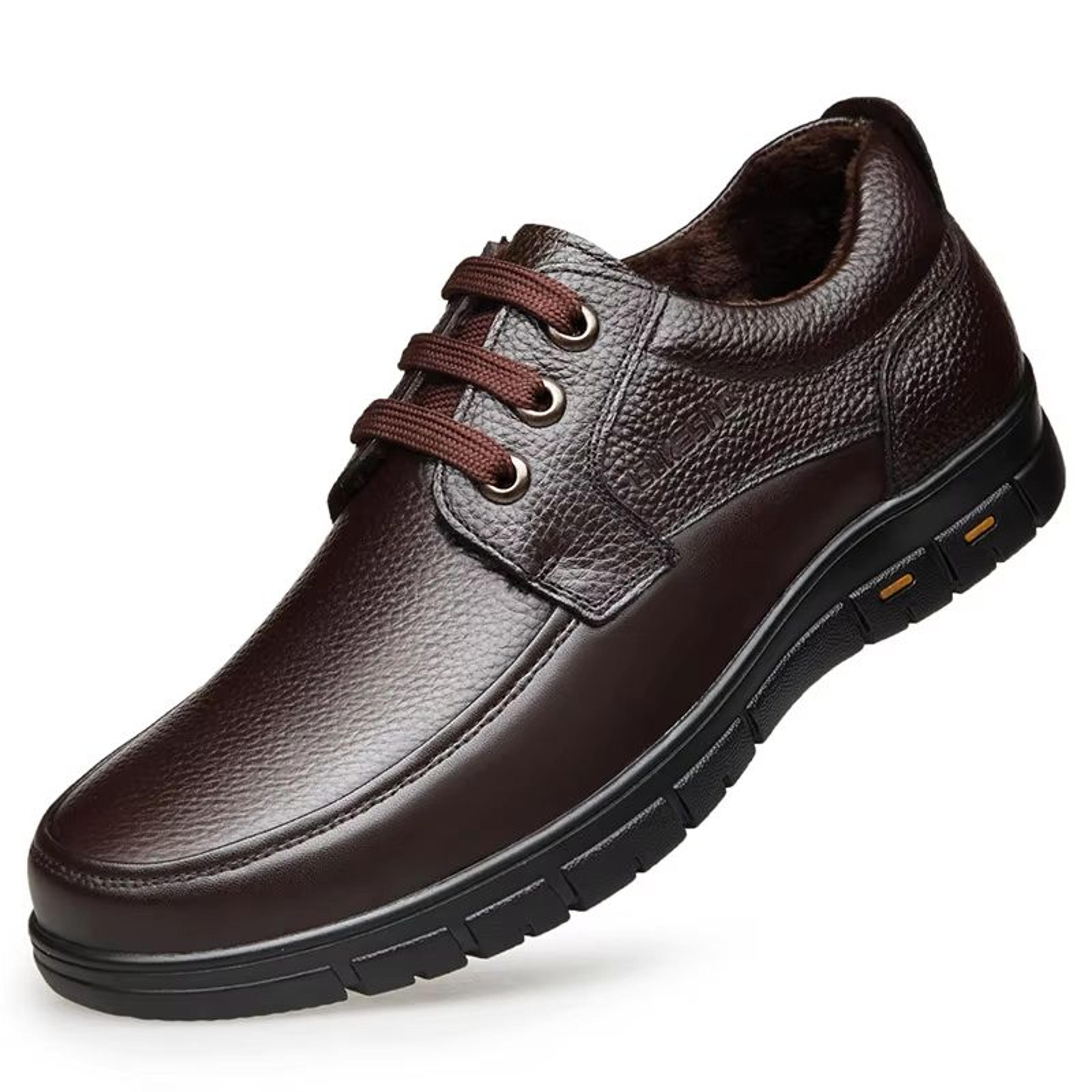 men's genuine leather casual lace-up soft sole shoes for dad