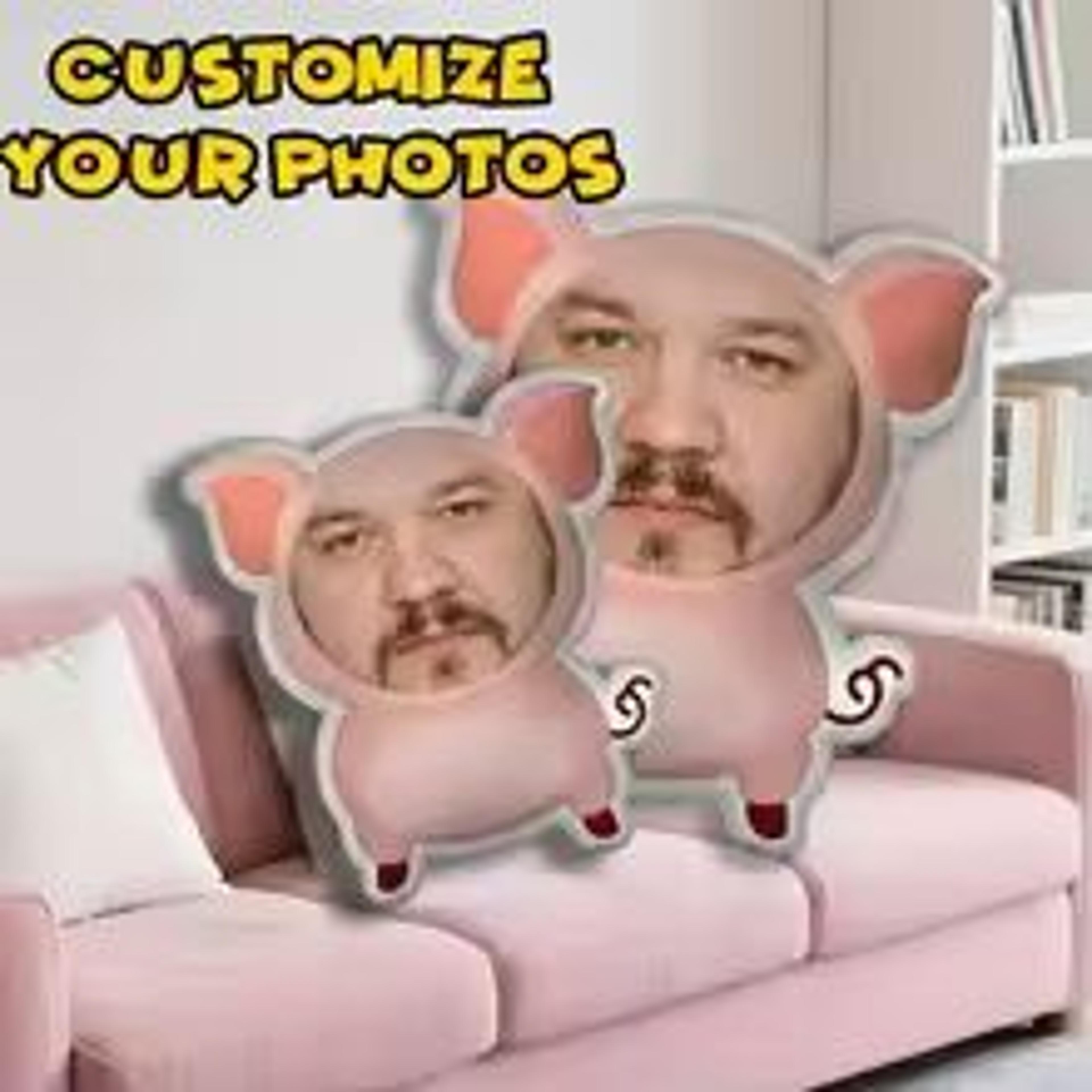 personalized pink pig double-sided printed cushion – fun face pillow and seat cushion gift