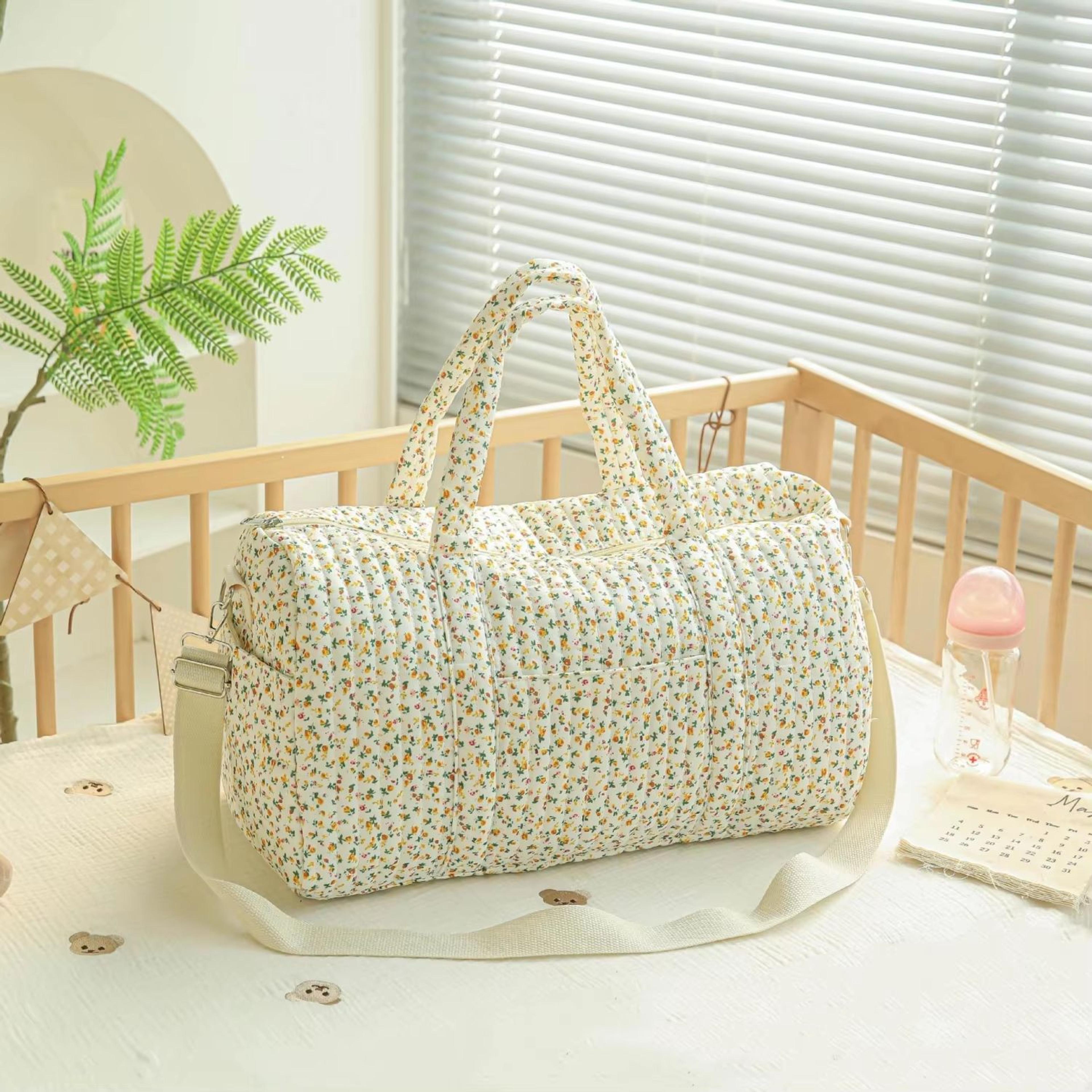 large capacity floral print mommy diaper tote bag for travel