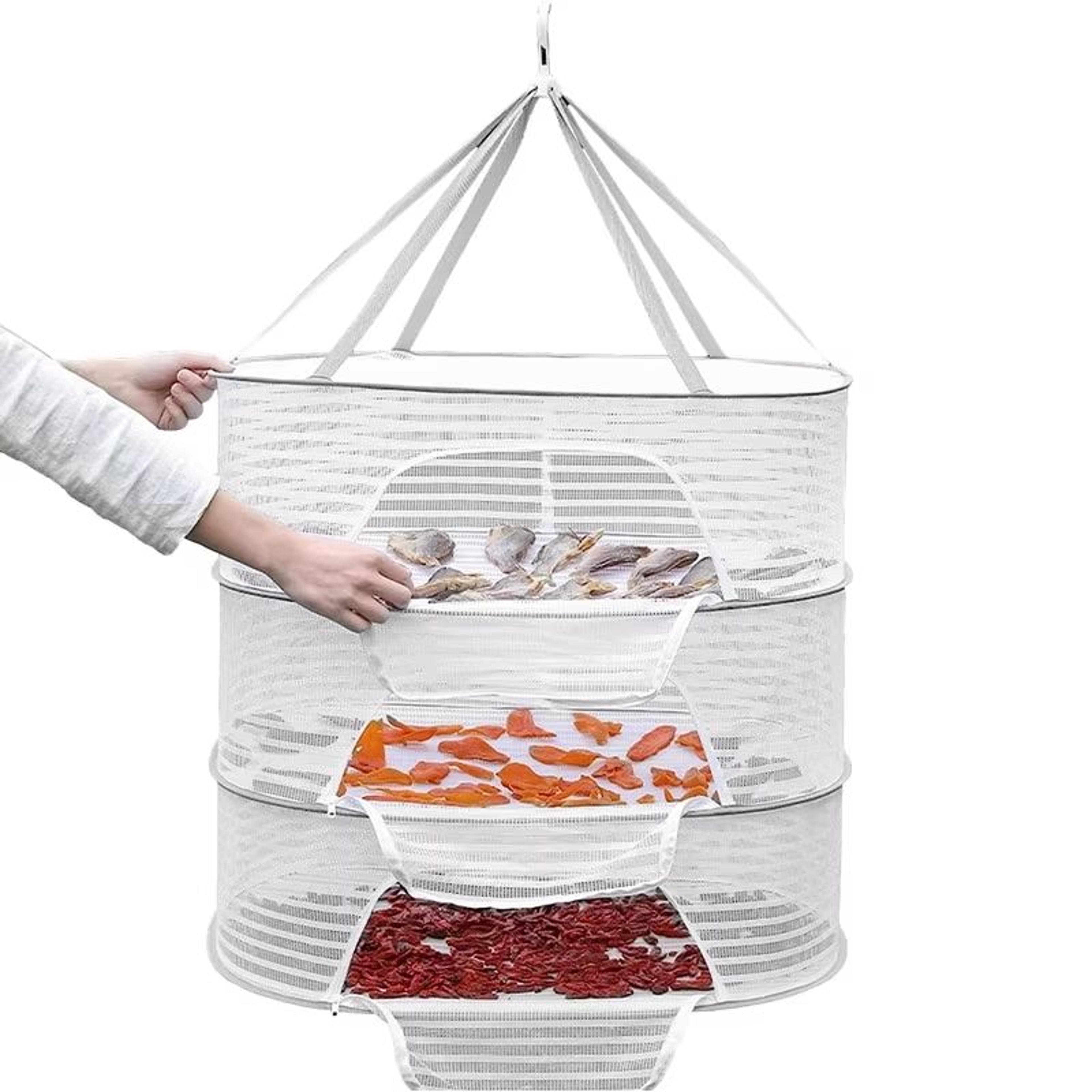 foldable mesh hanging drying rack – portable clothes & herb dryer & multi-use mesh rack