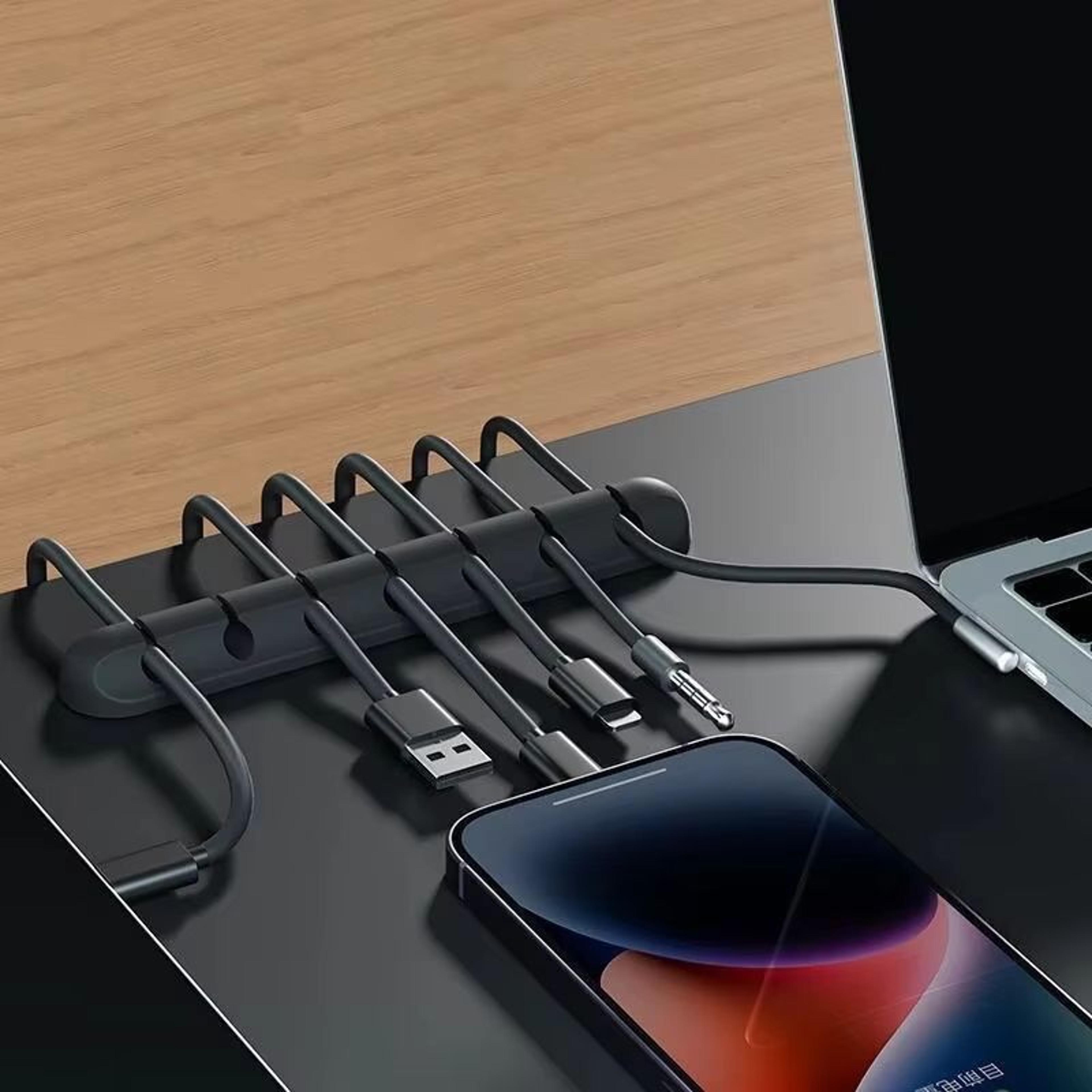 self adhesive silicone cable organizer clip 5 or 7 slot desk cord holder