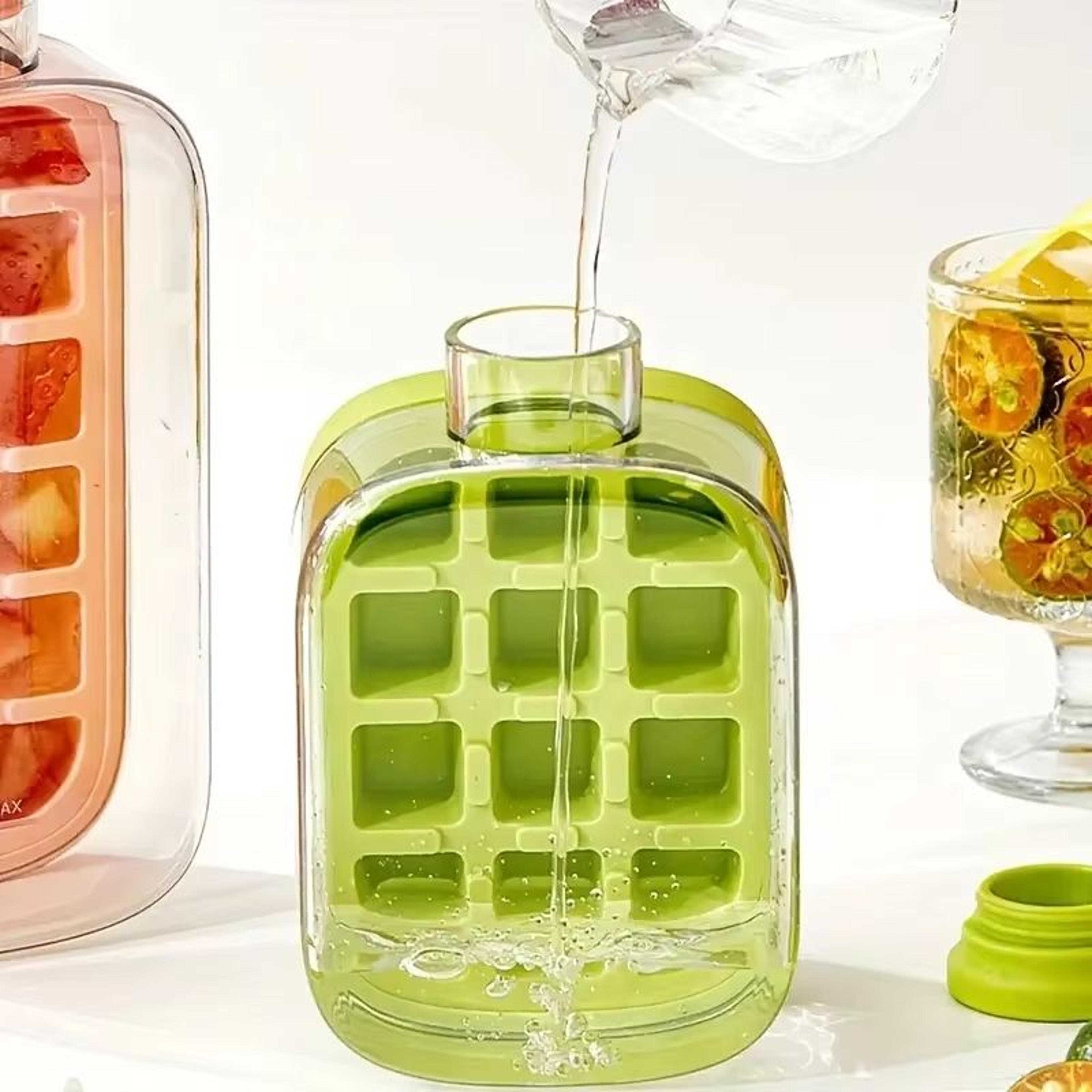 silicone ice cube tray with lid no-spill design + straws and cable tie mold for freezer