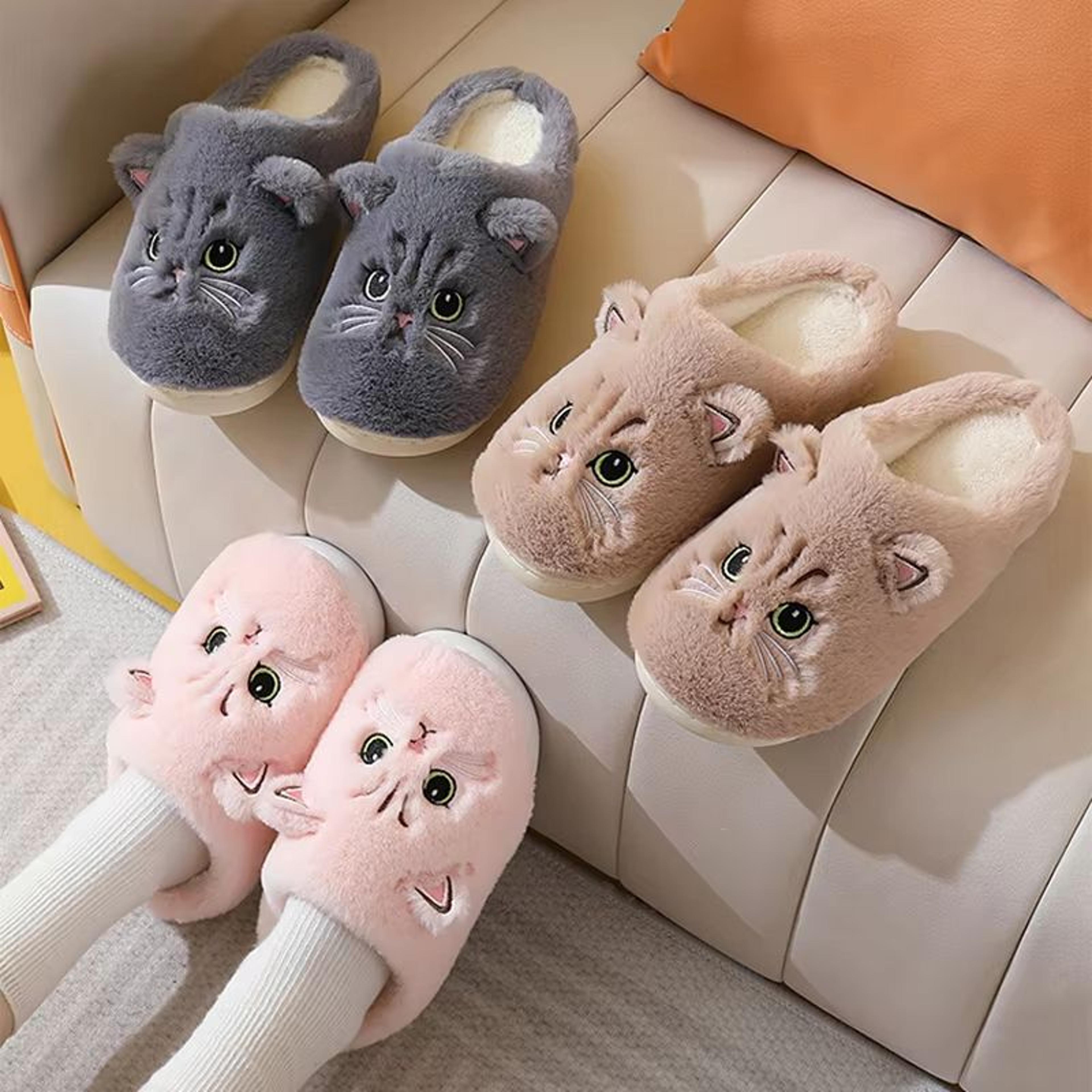 purrluxe winter warm fuzzy cat plush slippers for women