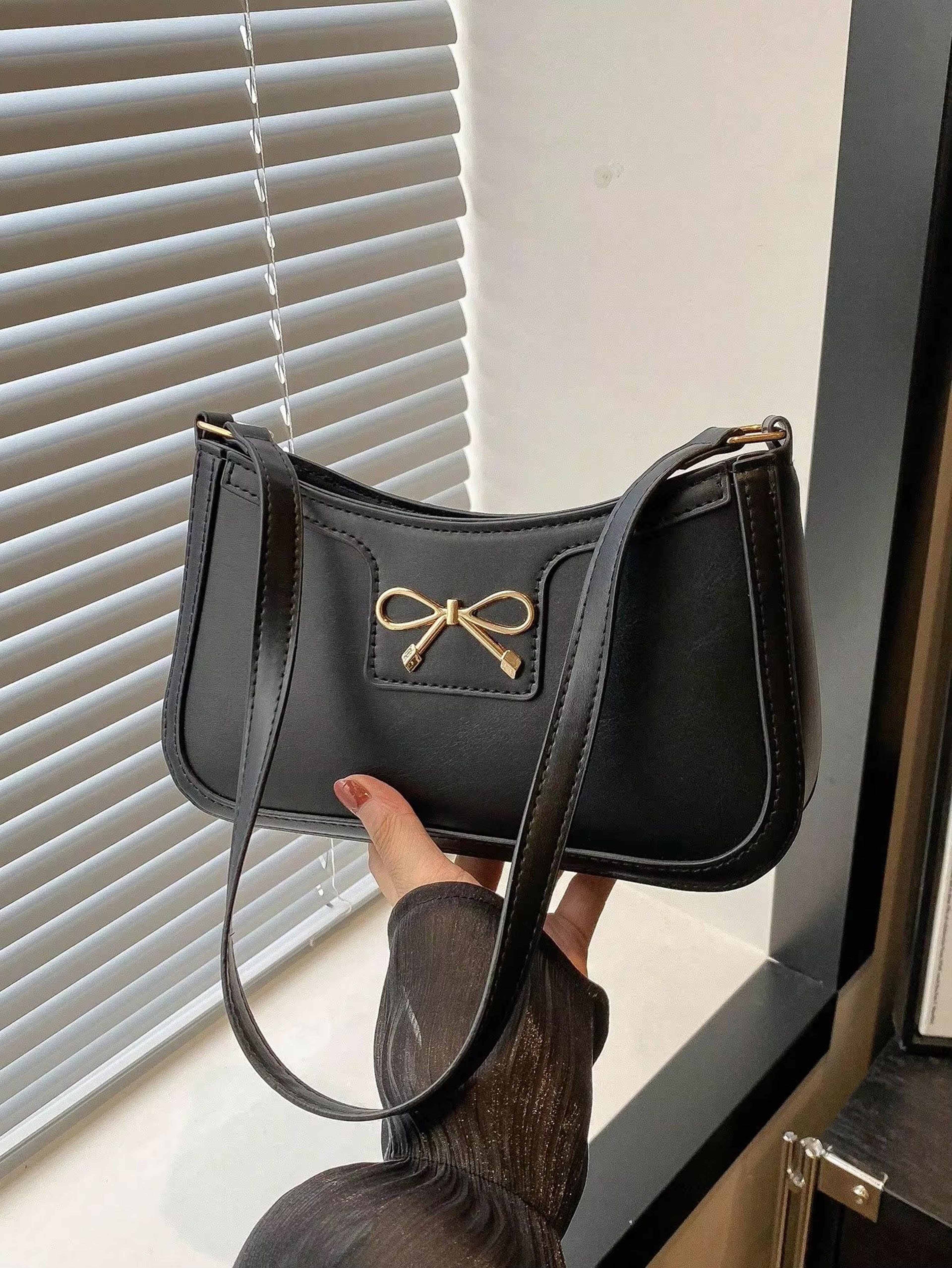 korean bow underarm shoulder bag for women soft pu crossbody commuter purse