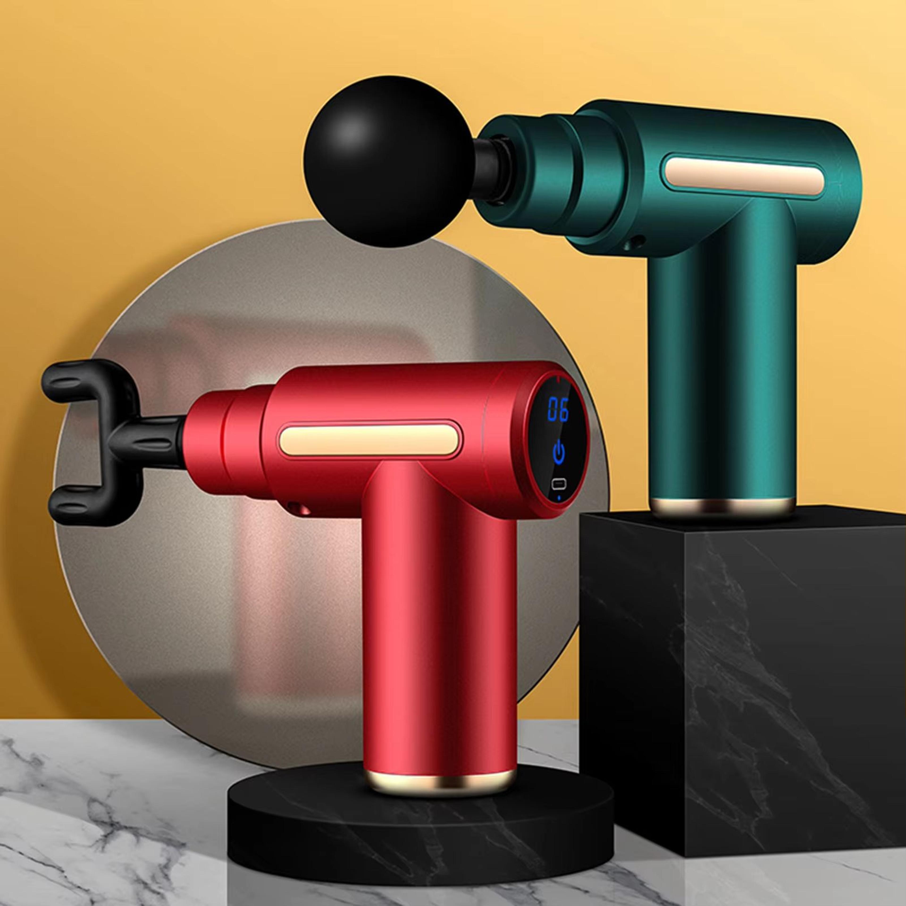 minipulse portable deep tissue massage gun with 4 attachments