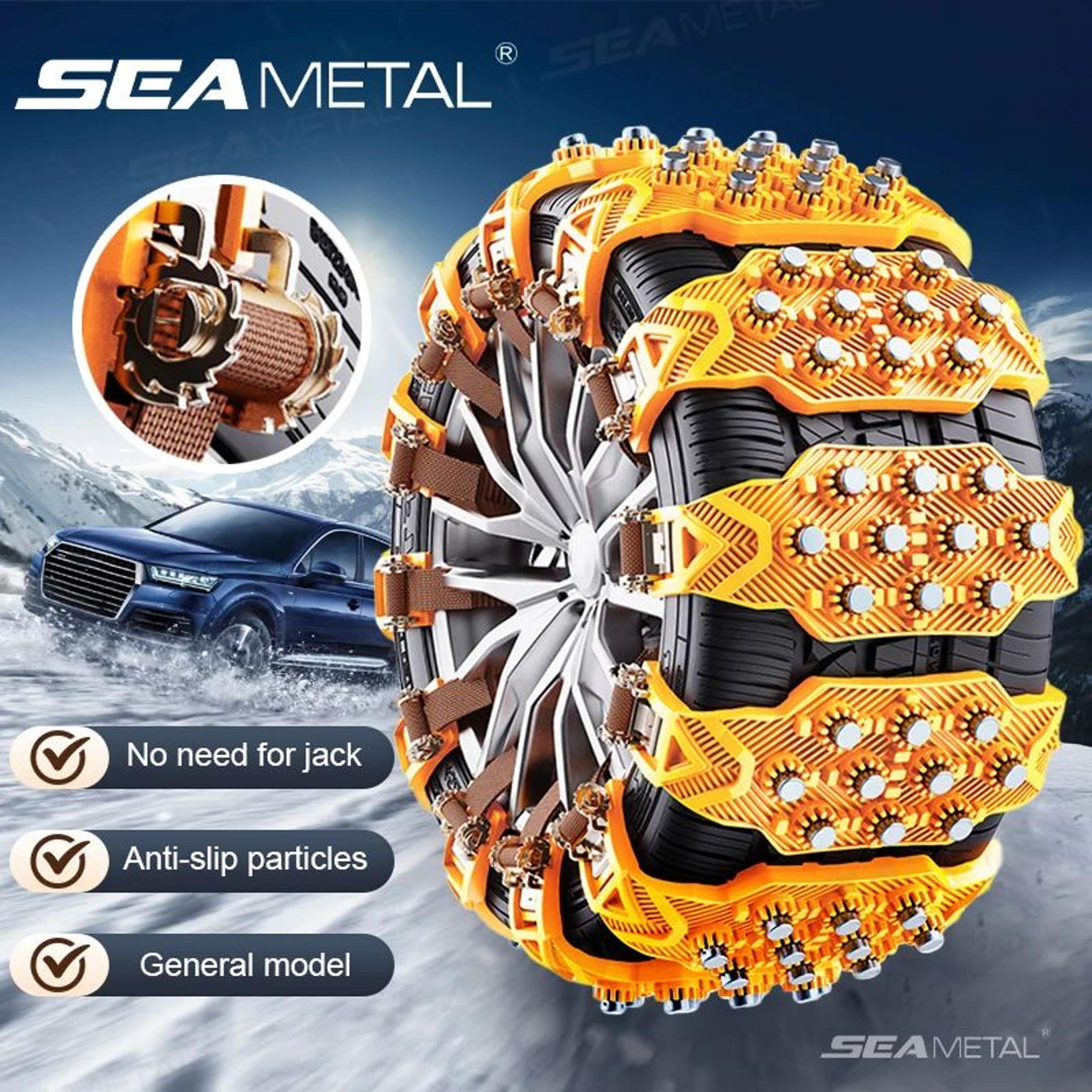 seametal 4-piece car snow tire chains anti-skid cable for winter driving