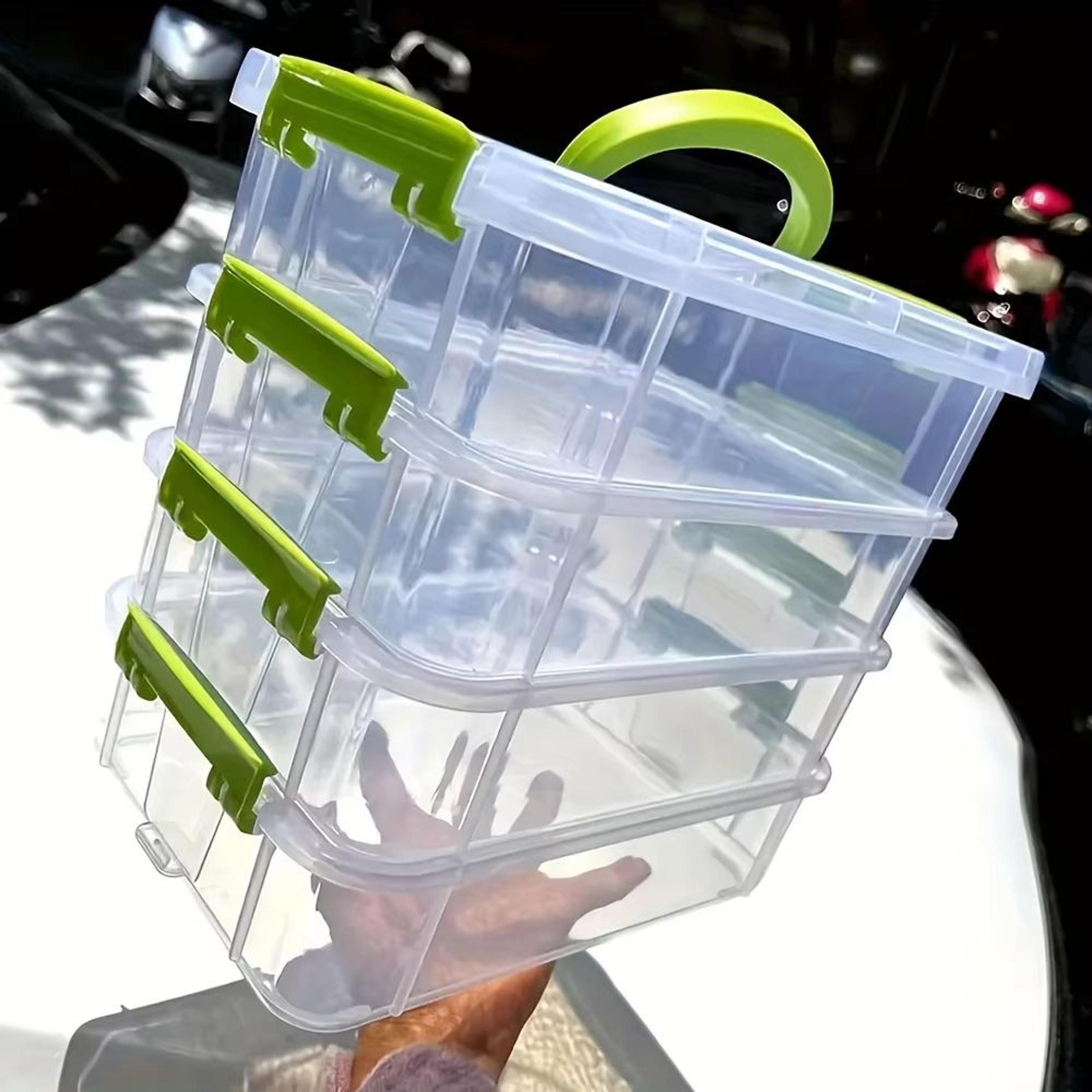 4-layer transparent plastic storage box with partitioned drawers and portable design
