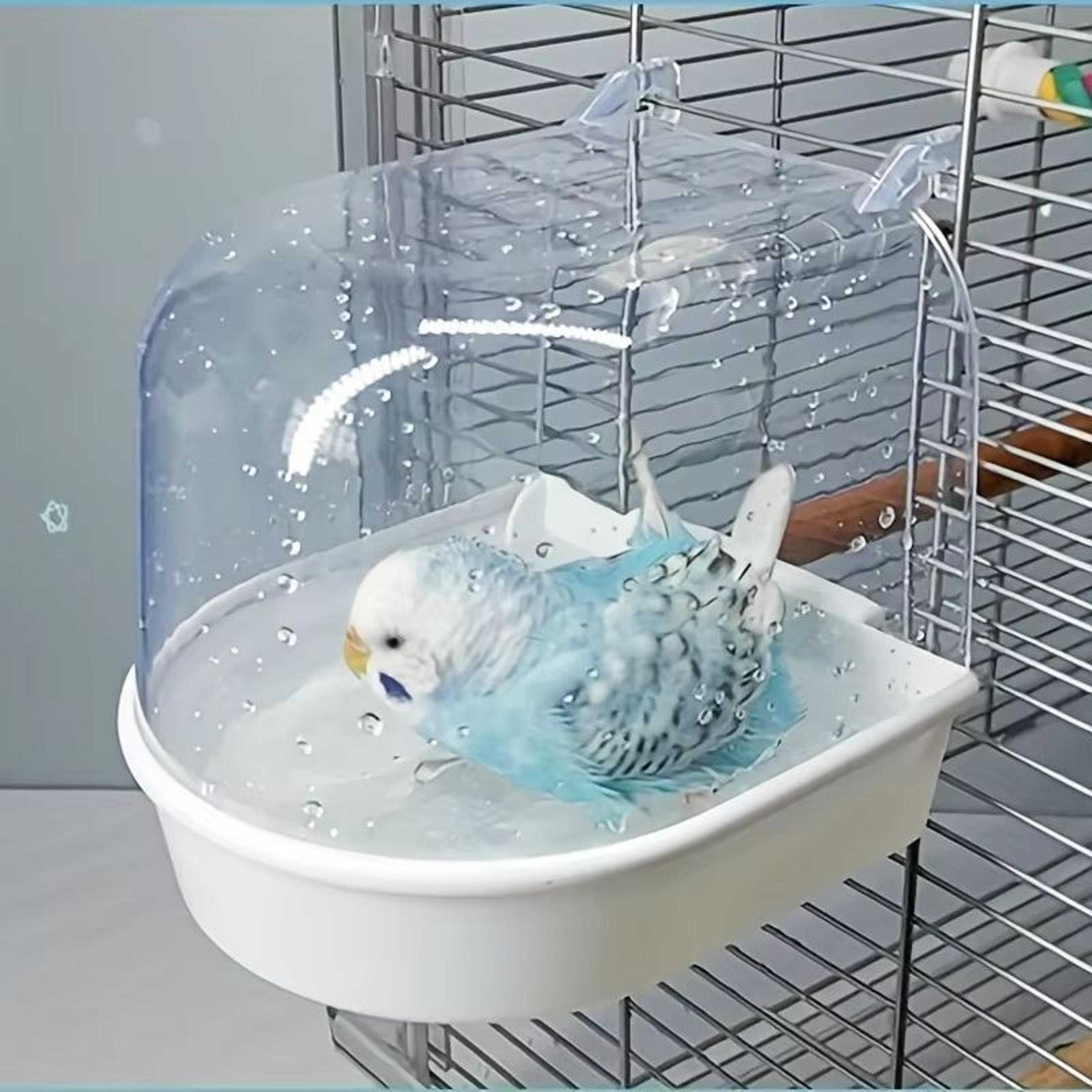 transparent splash proof bird bath tub for cage with easy grip handle