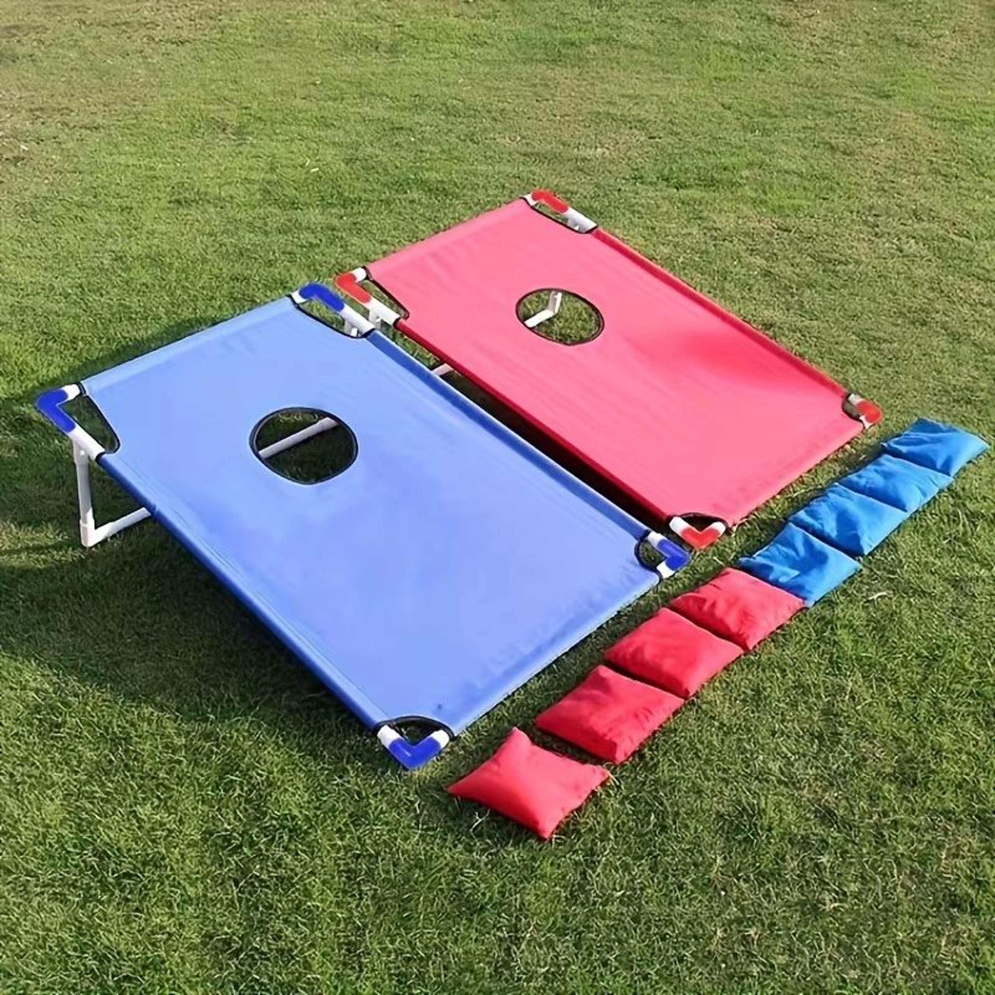 portable cornhole game set foldable beach bean bag toss boards