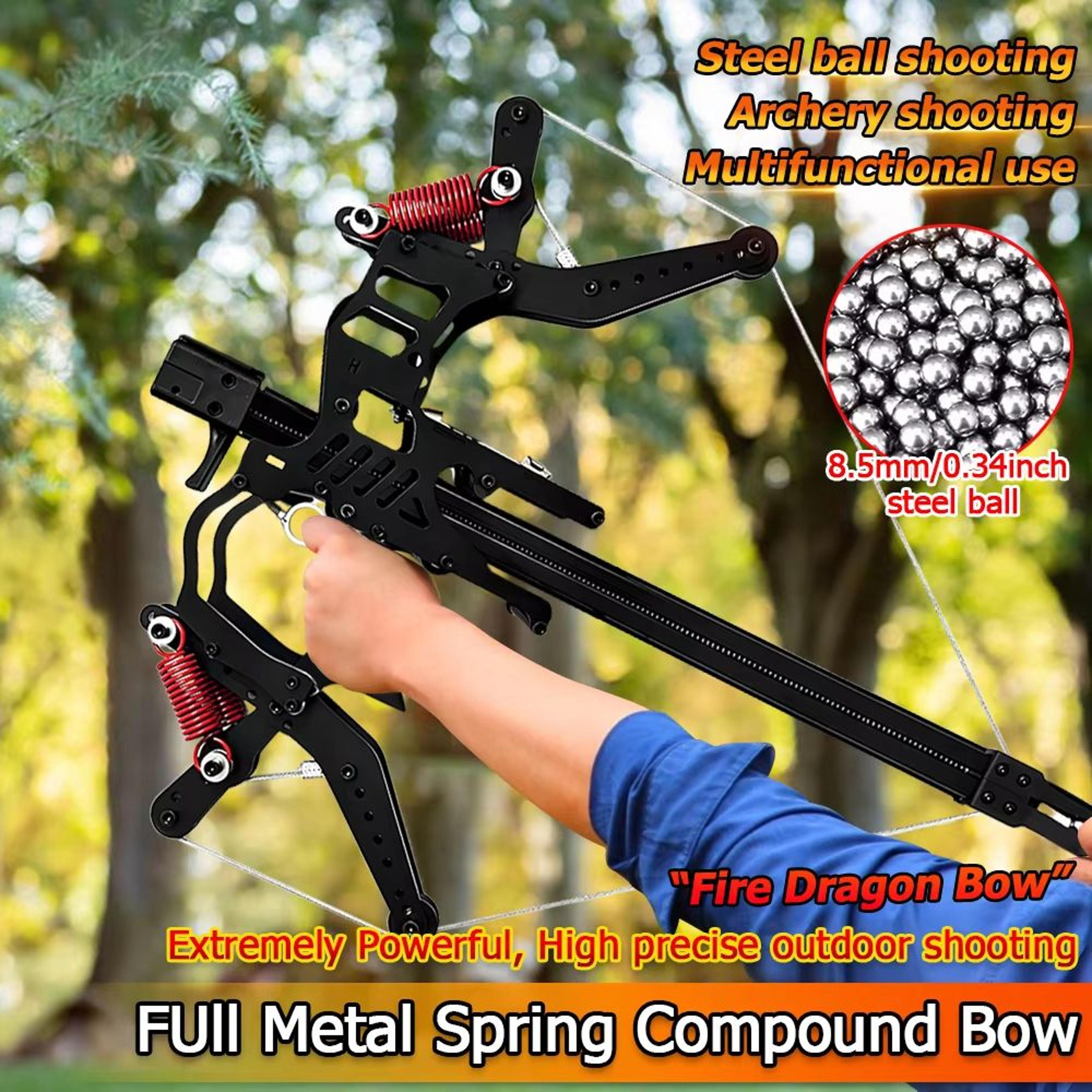 firedragon dual-use compound bow with reel and sight (archery & outdoor sport set)