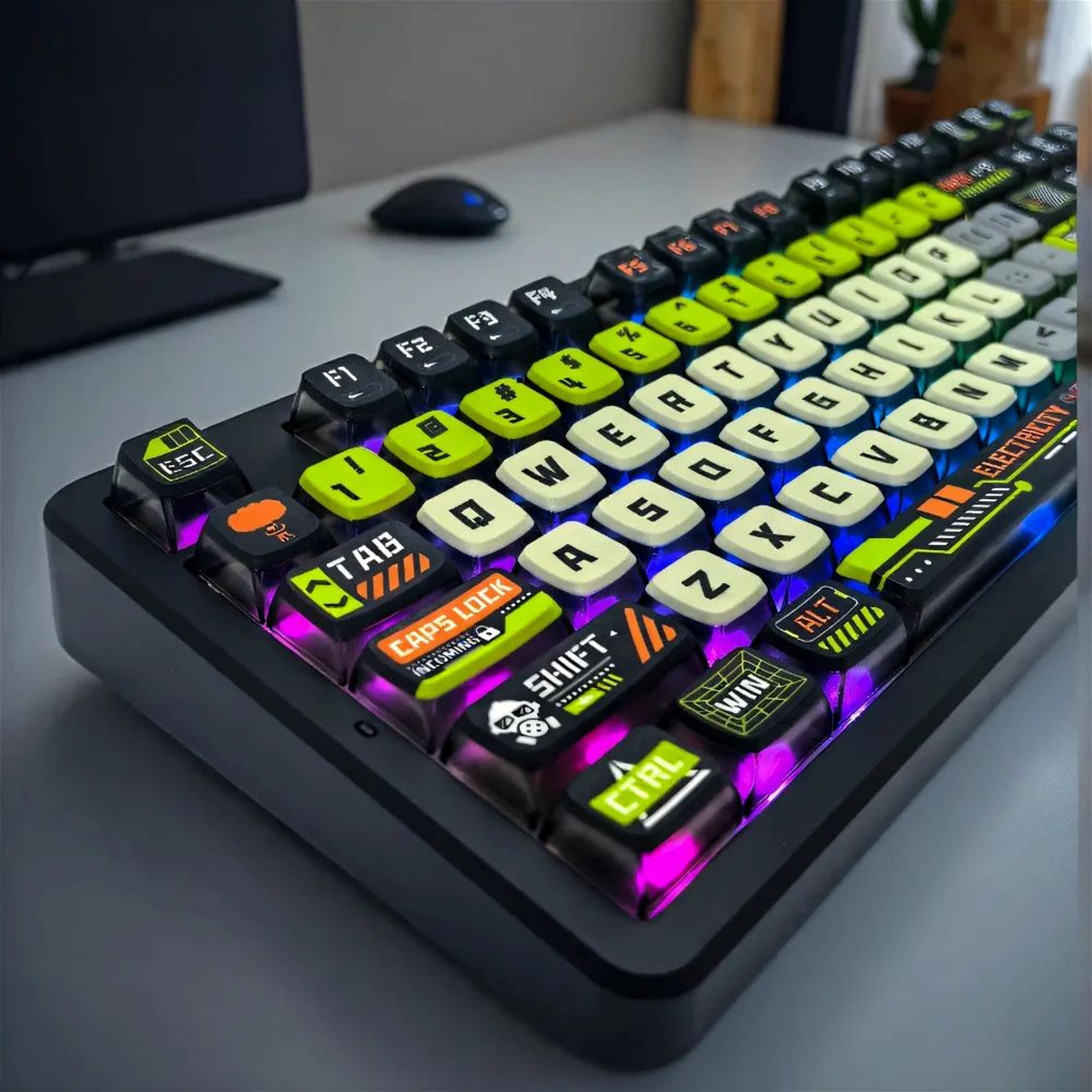 doomsday crossing translucent pudding keycaps 125-key set for mx switch mechanical keyboards